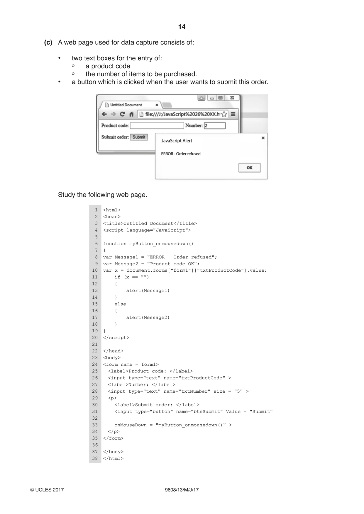 Cambridge A Level Computer Science 9608 2017 May/June Paper 1 · Variant 3 question paper, page 14 of 16