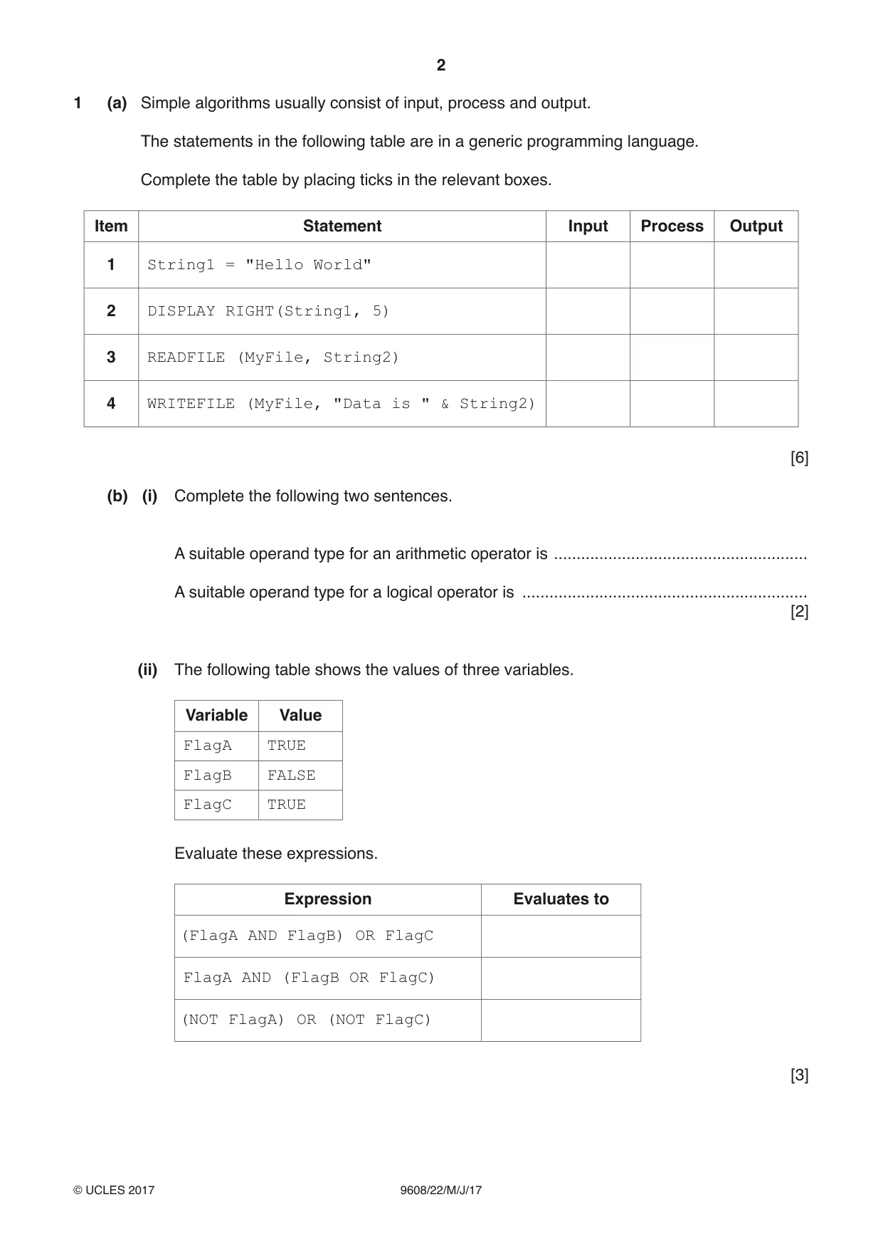 Cambridge A Level Computer Science 9608 2017 May/June Paper 2 · Variant 2 question paper, page 2 of 16