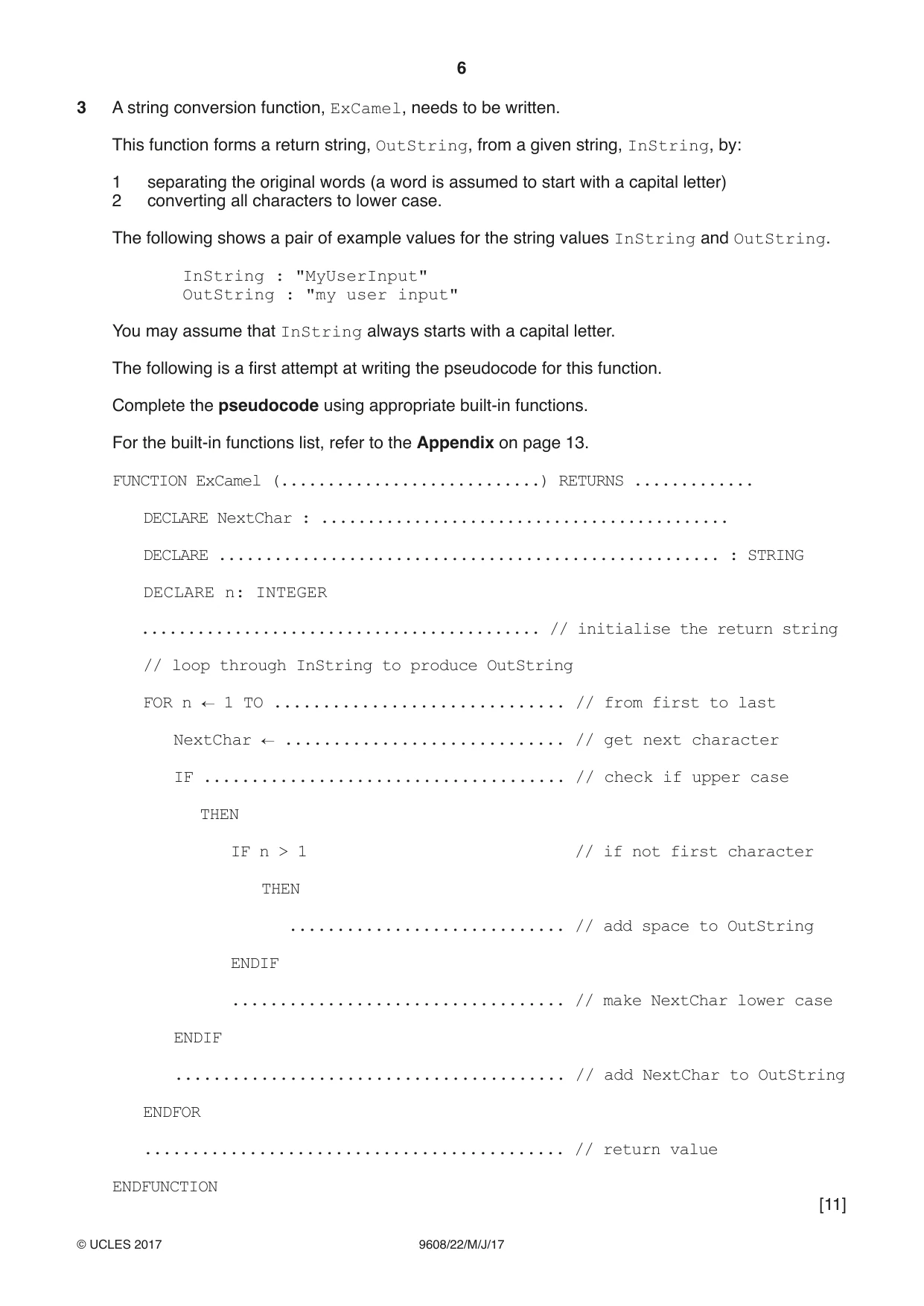 Cambridge A Level Computer Science 9608 2017 May/June Paper 2 · Variant 2 question paper, page 6 of 16