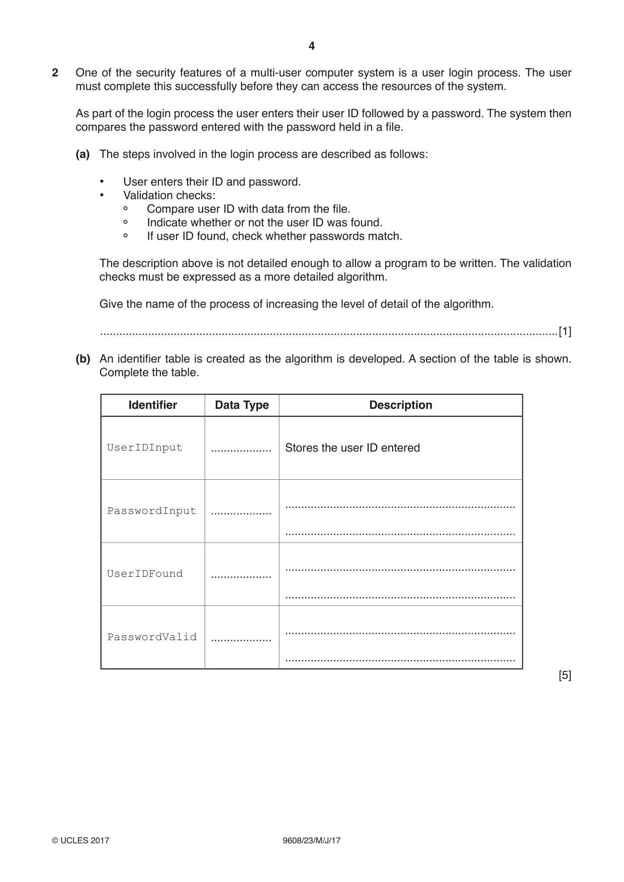 Cambridge A Level Computer Science 9608 2017 May/June Paper 2 · Variant 3 question paper, page 4 of 16