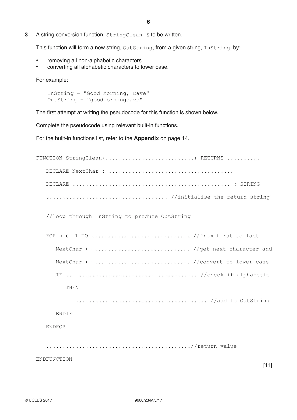 Cambridge A Level Computer Science 9608 2017 May/June Paper 2 · Variant 3 question paper, page 6 of 16