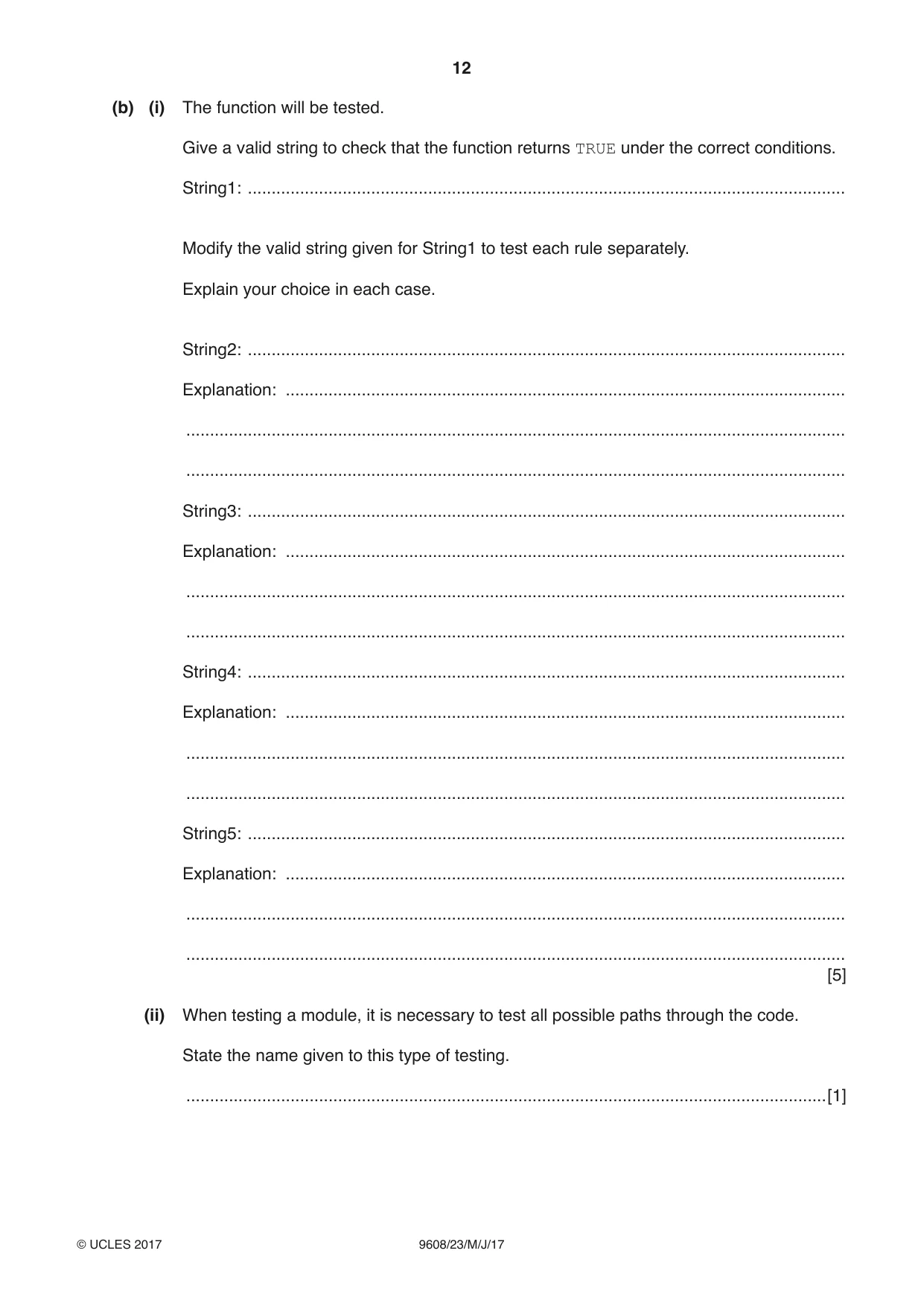 Cambridge A Level Computer Science 9608 2017 May/June Paper 2 · Variant 3 question paper, page 12 of 16