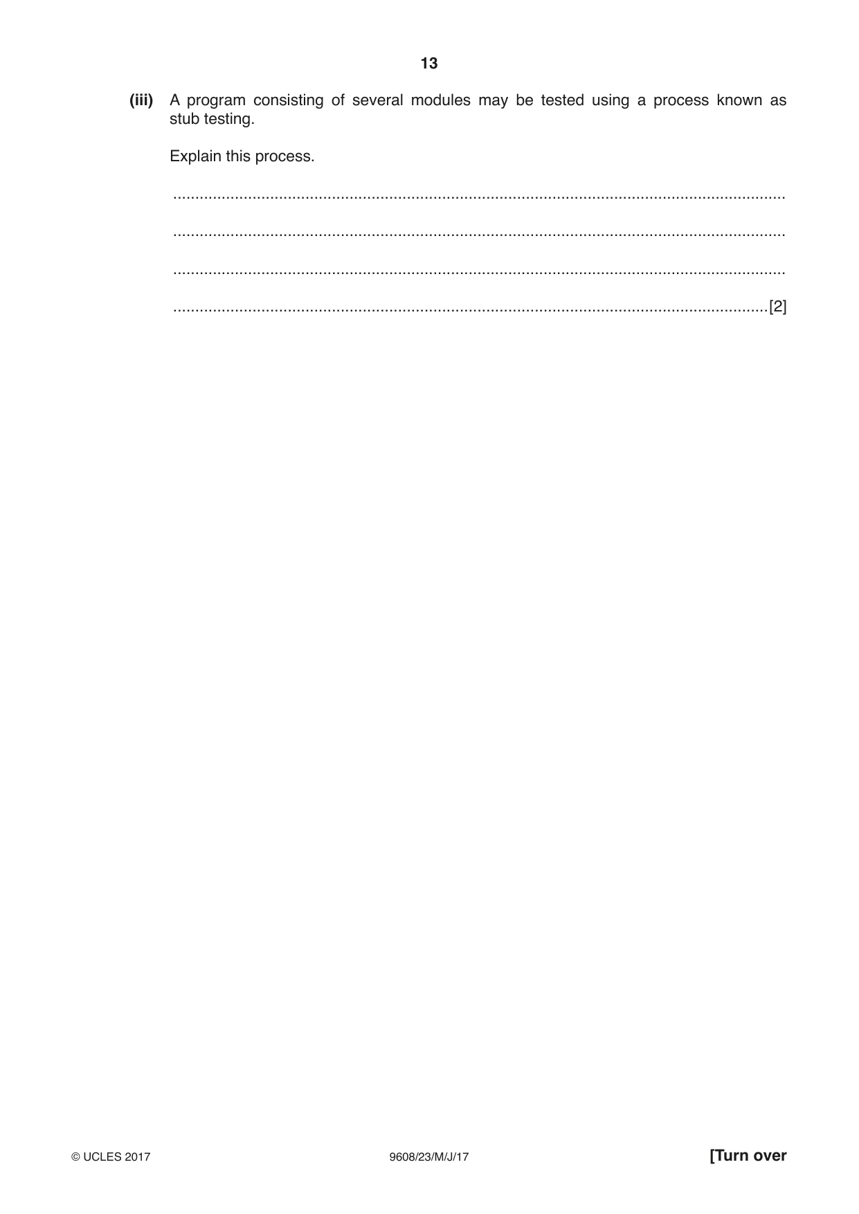 Cambridge A Level Computer Science 9608 2017 May/June Paper 2 · Variant 3 question paper, page 13 of 16
