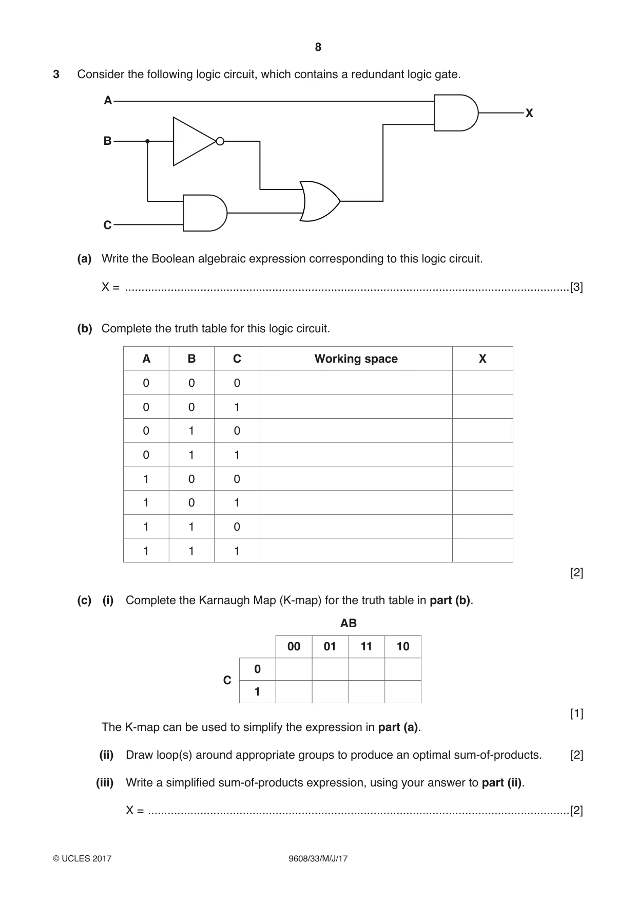 Cambridge A Level Computer Science 9608 2017 May/June Paper 3 · Variant 3 question paper, page 8 of 16