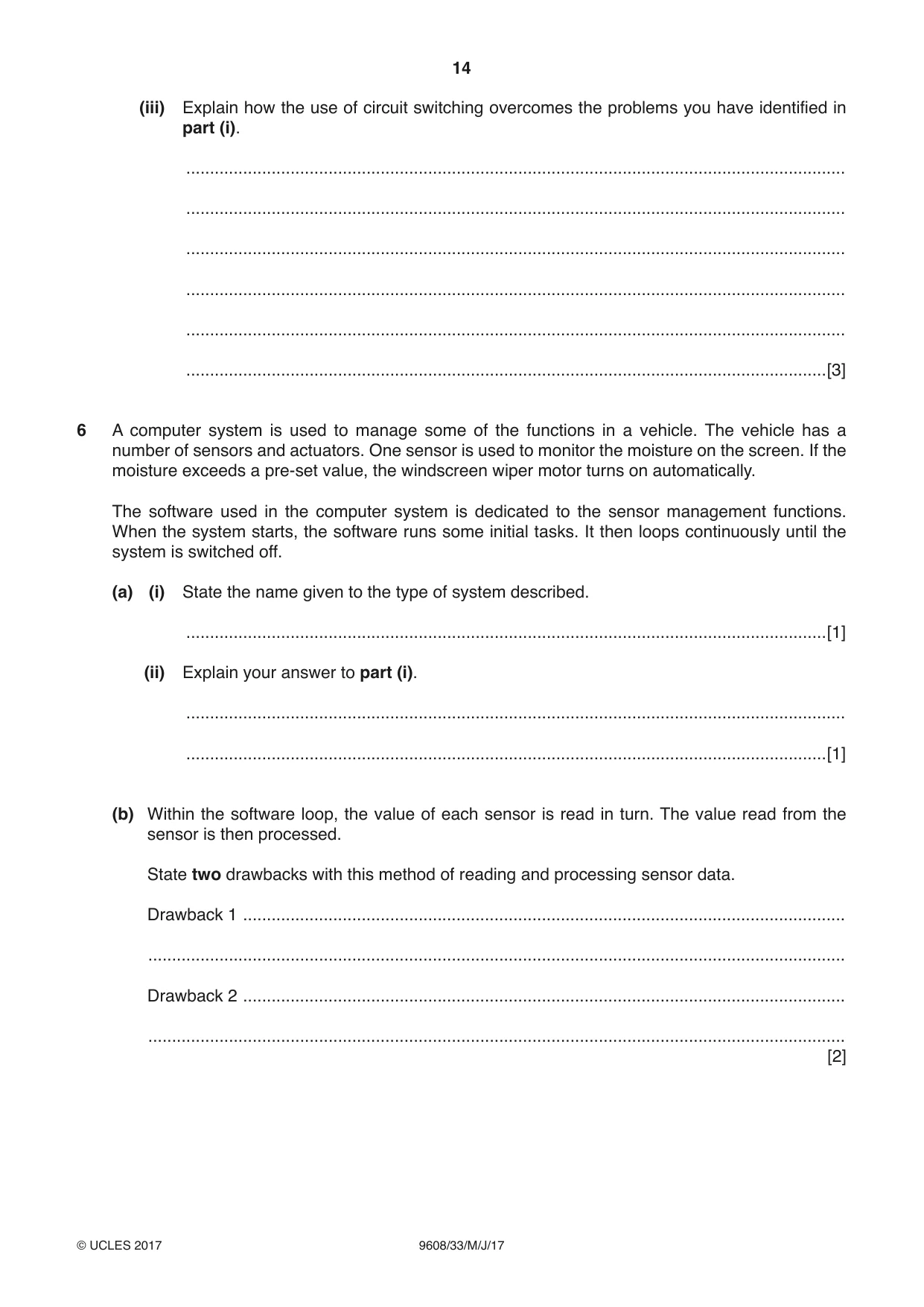Cambridge A Level Computer Science 9608 2017 May/June Paper 3 · Variant 3 question paper, page 14 of 16