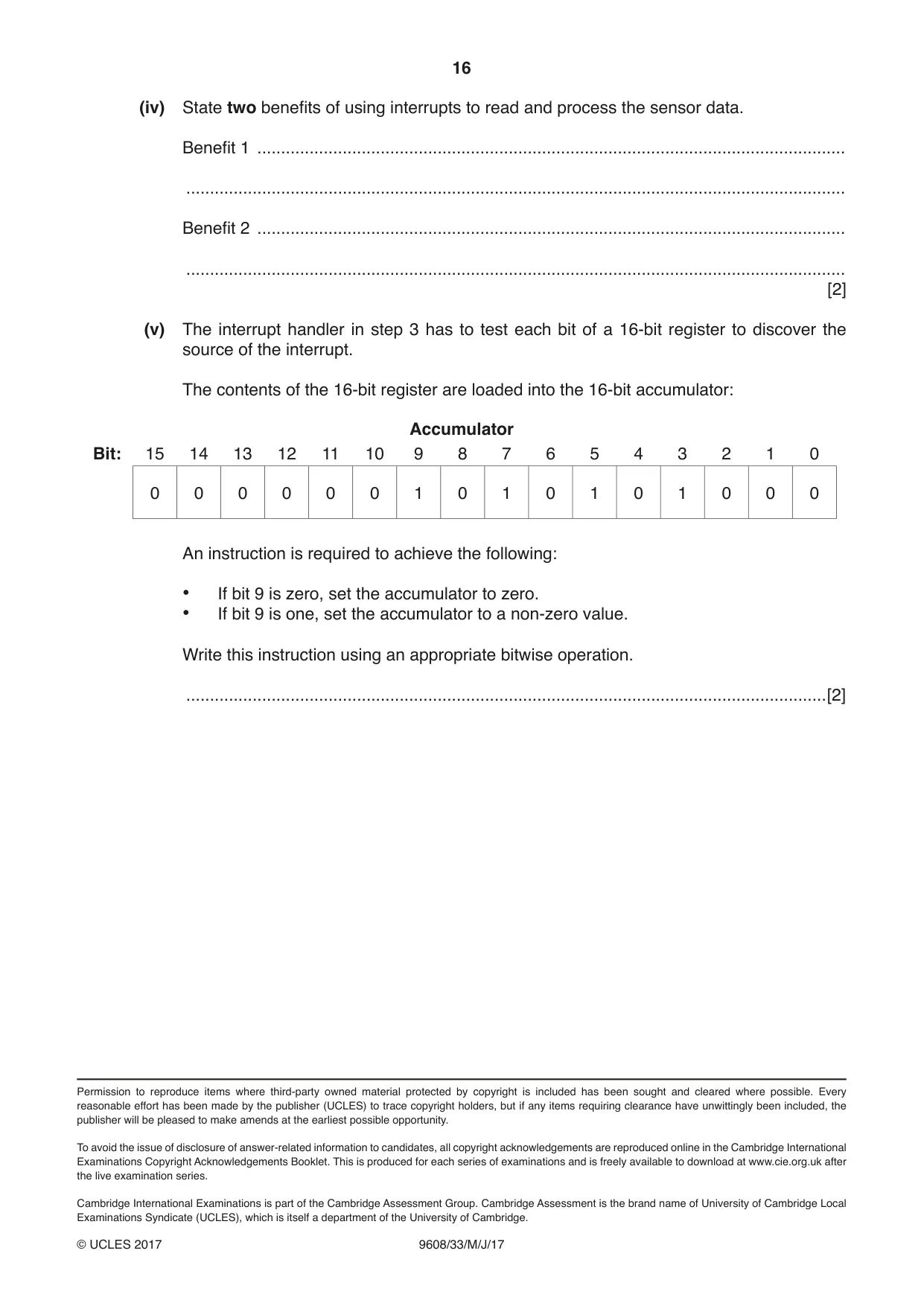 Cambridge A Level Computer Science 9608 2017 May/June Paper 3 · Variant 3 question paper, page 16 of 16