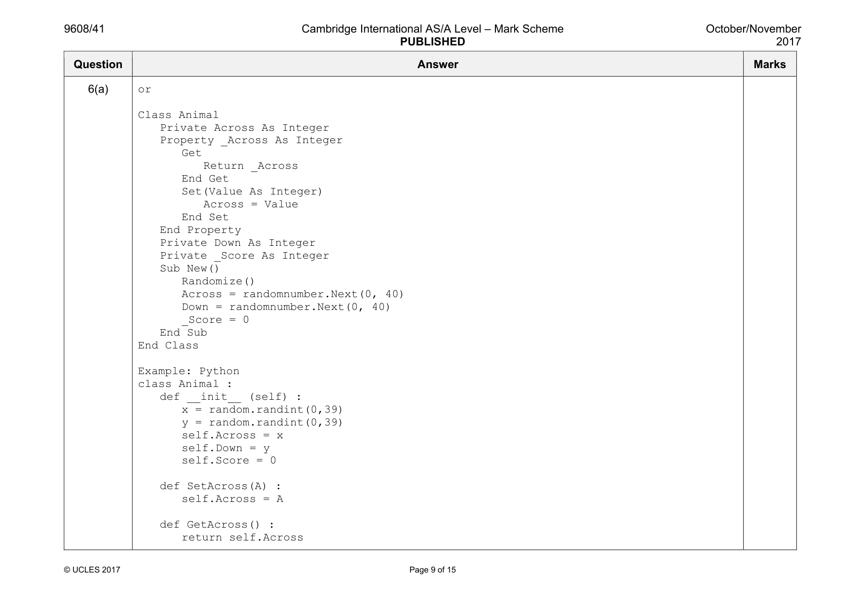 Mark scheme, page 9 of 15