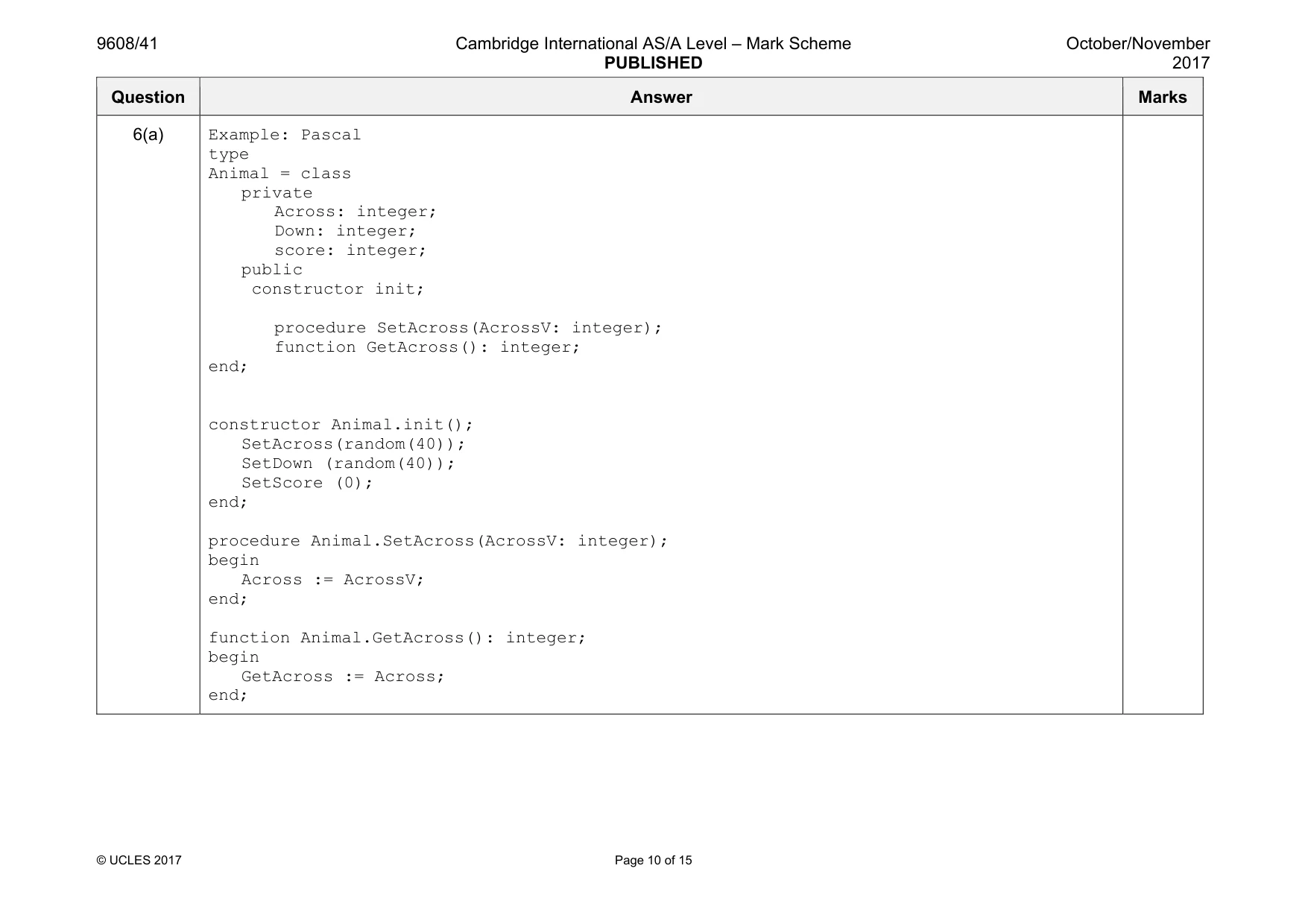 Mark scheme, page 10 of 15