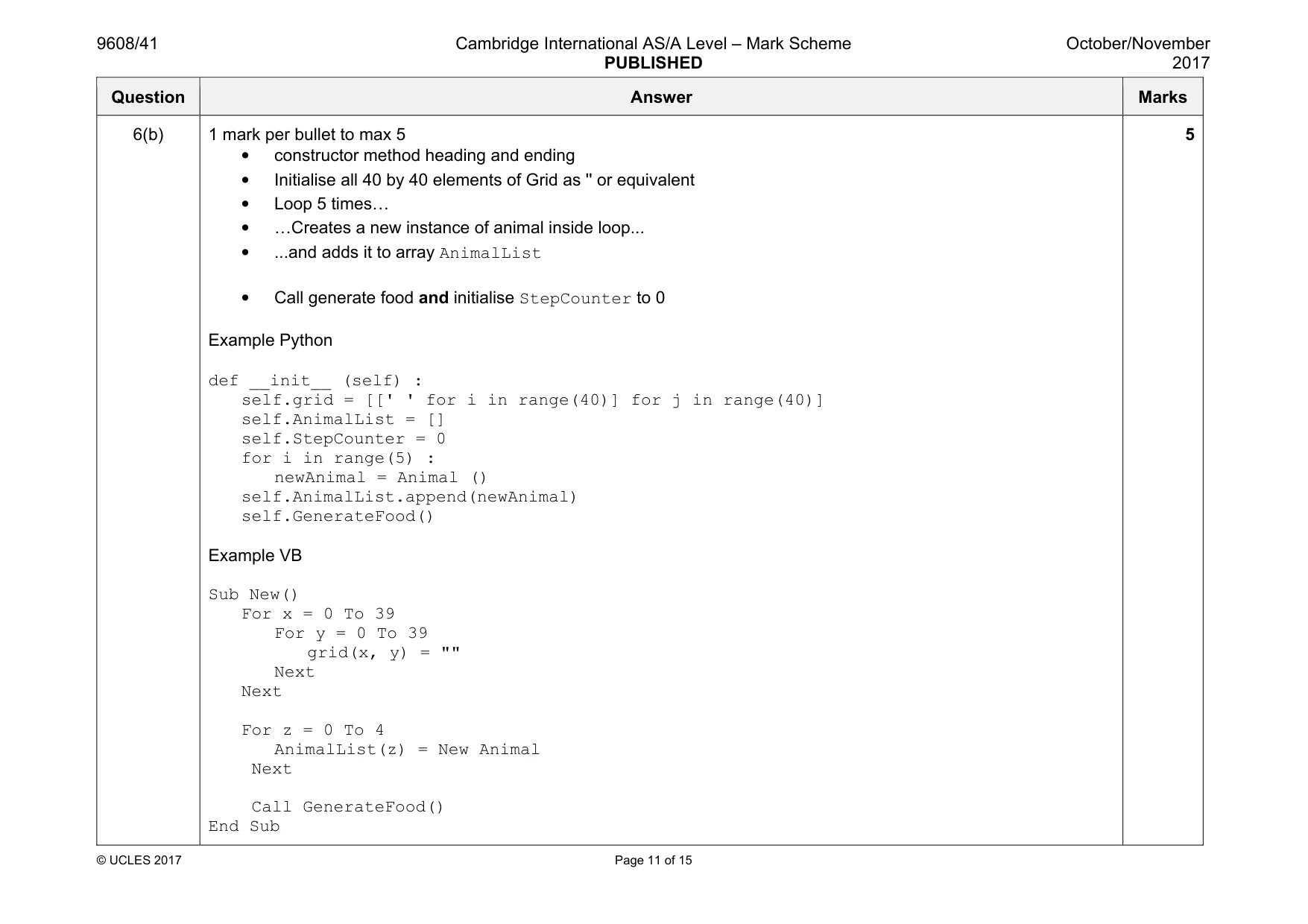 Mark scheme, page 11 of 15