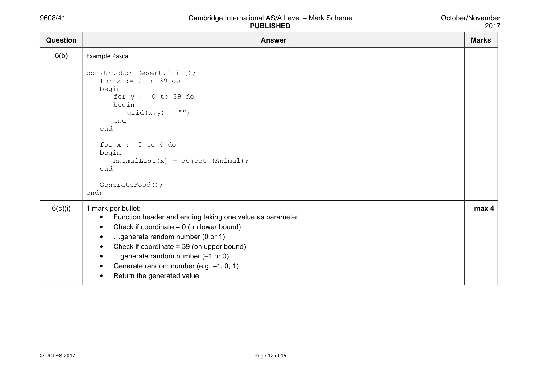 Mark scheme, page 12 of 15