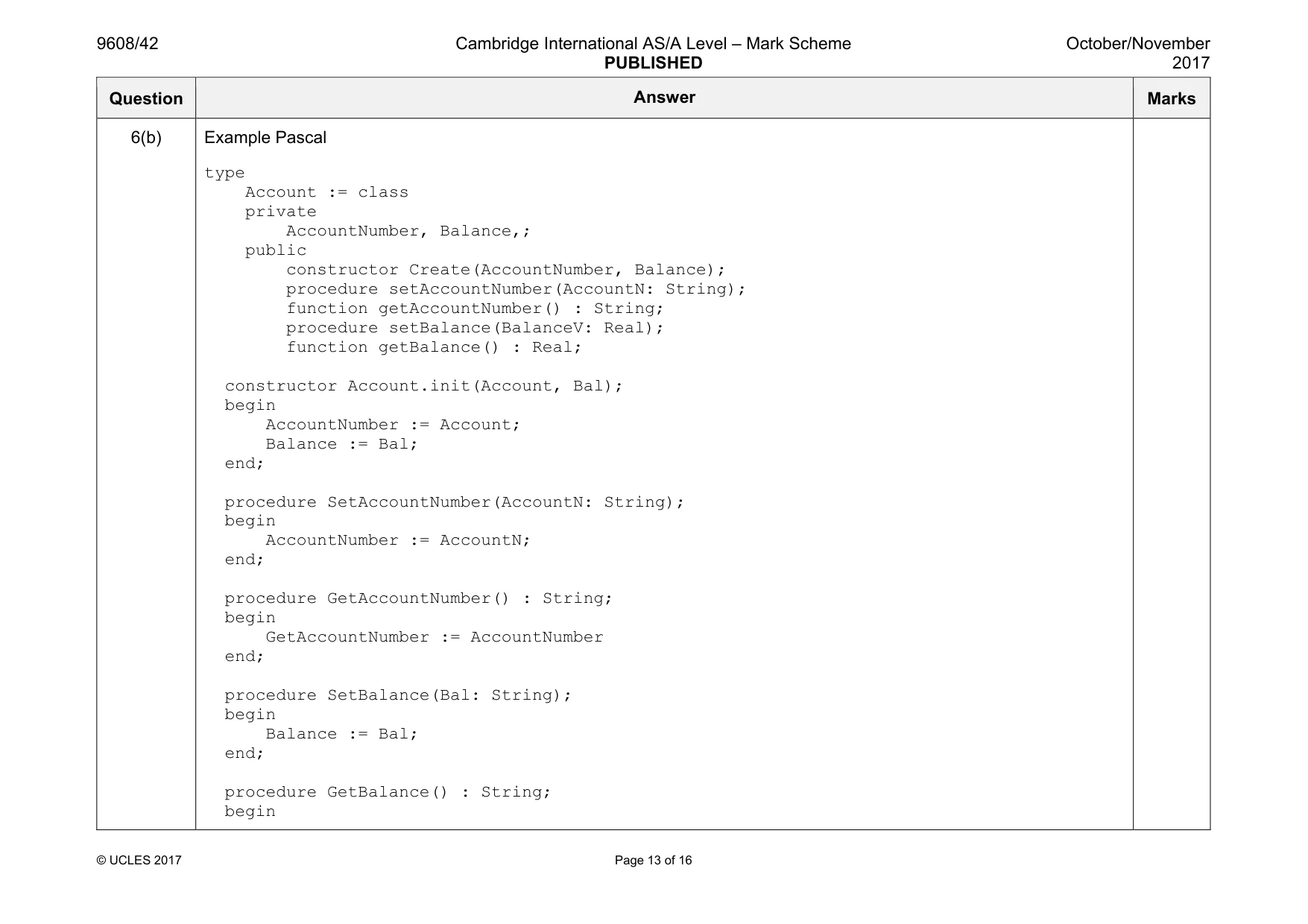 Mark scheme, page 13 of 16