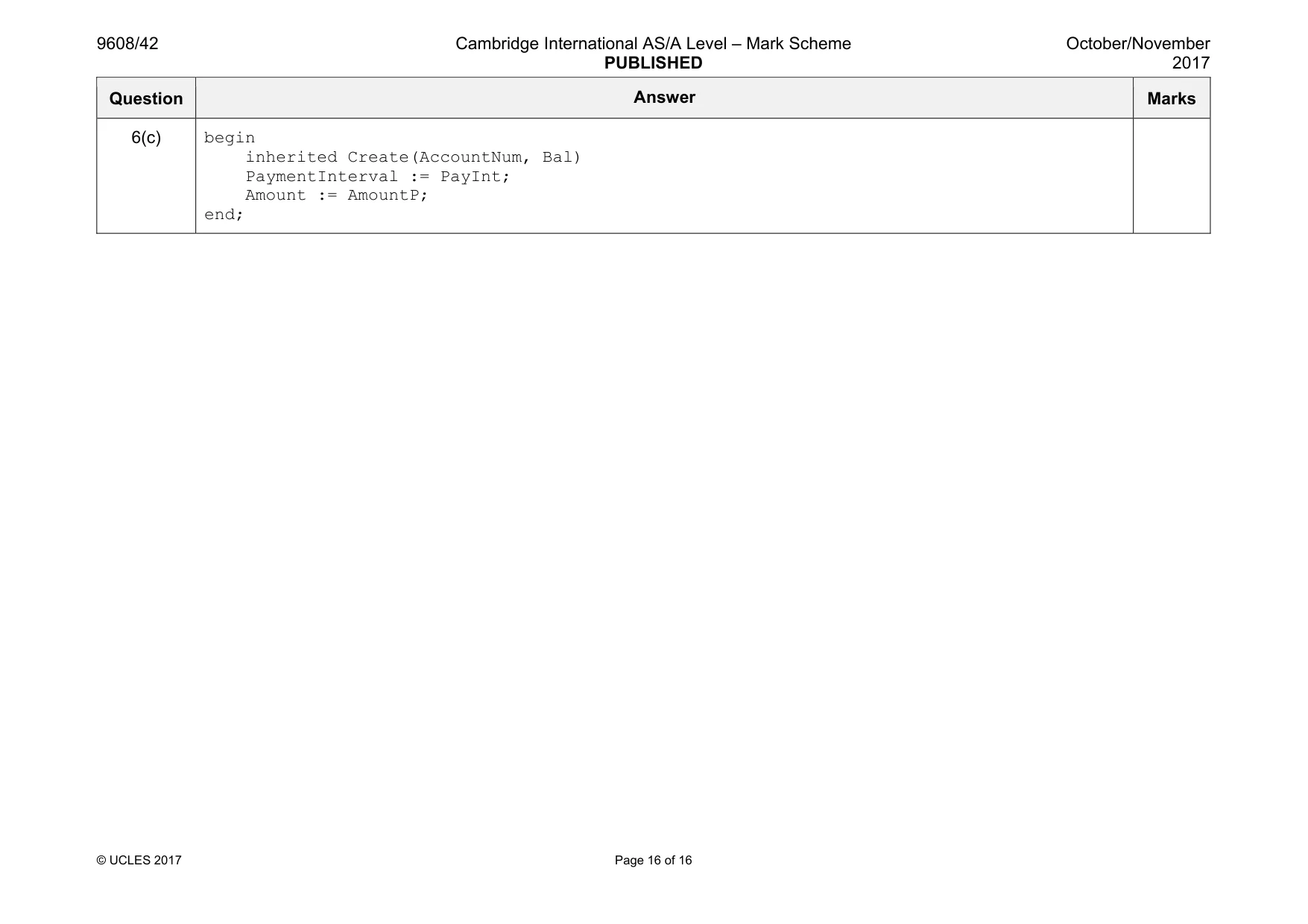 Mark scheme, page 16 of 16
