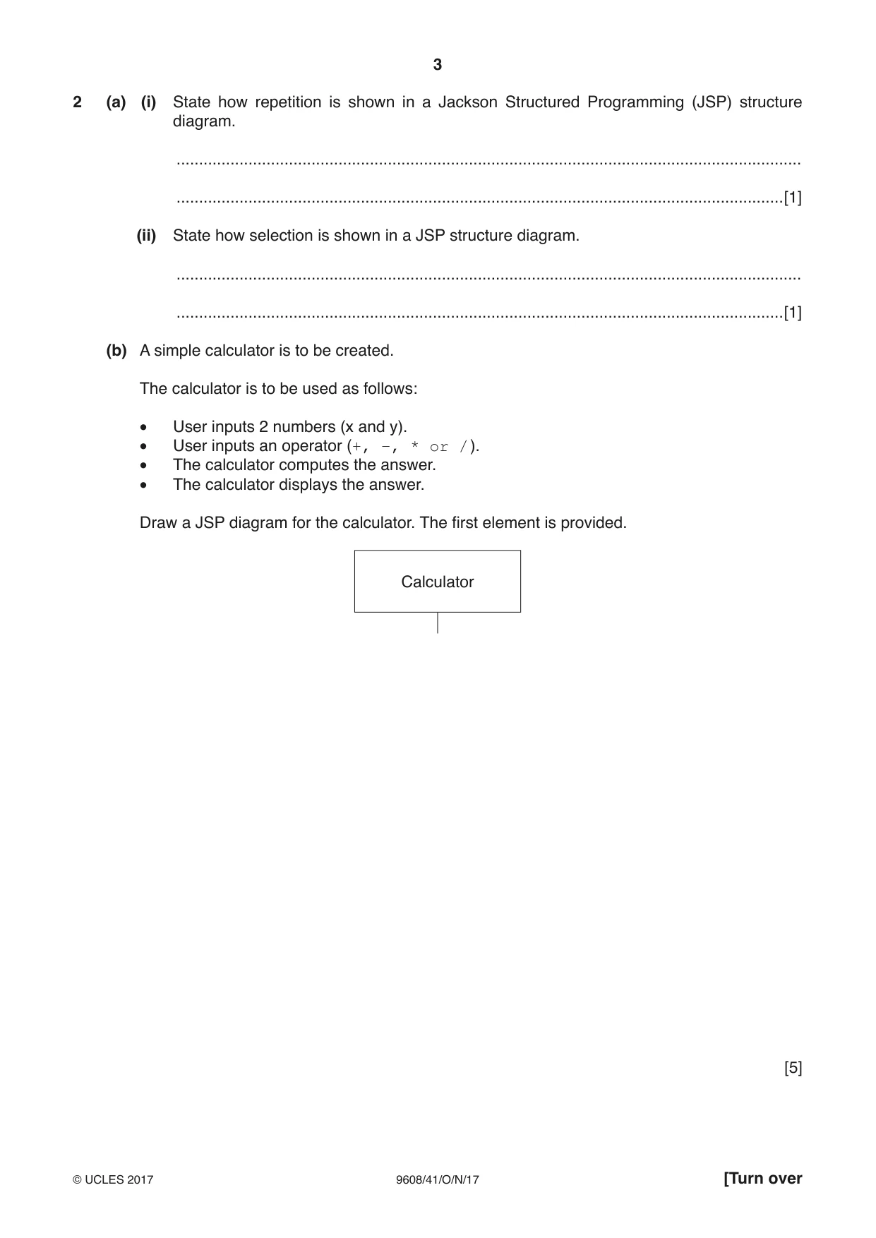 Cambridge A Level Computer Science 9608 2017 Oct/Nov Paper 4 · Variant 1 question paper, page 3 of 16