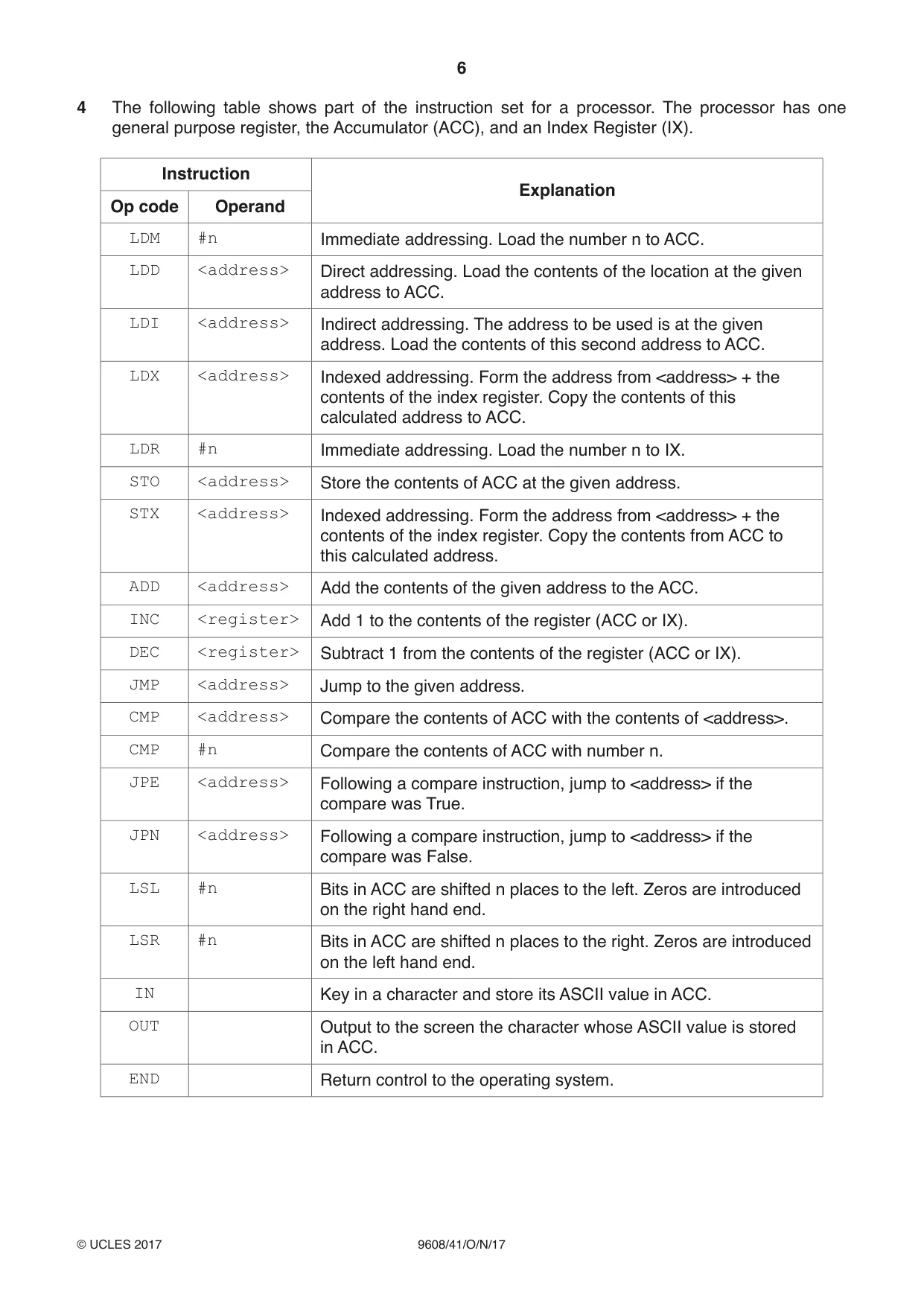 Cambridge A Level Computer Science 9608 2017 Oct/Nov Paper 4 · Variant 1 question paper, page 6 of 16