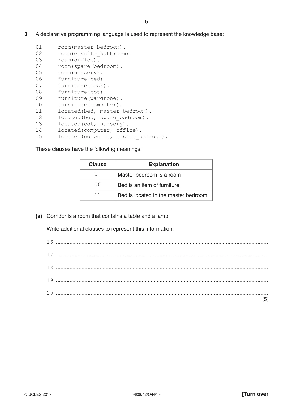 Cambridge A Level Computer Science 9608 2017 Oct/Nov Paper 4 · Variant 2 question paper, page 5 of 16