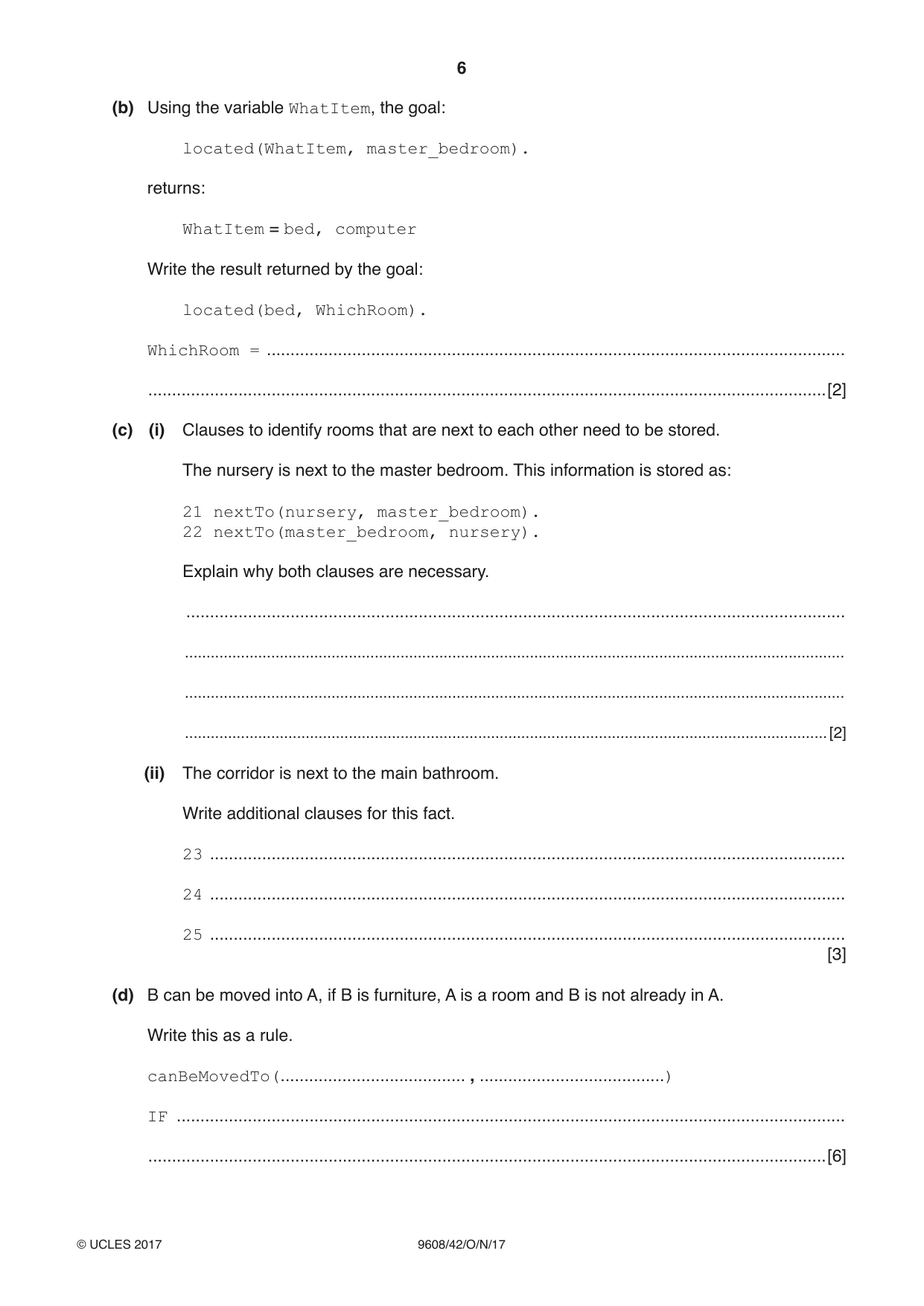 Cambridge A Level Computer Science 9608 2017 Oct/Nov Paper 4 · Variant 2 question paper, page 6 of 16