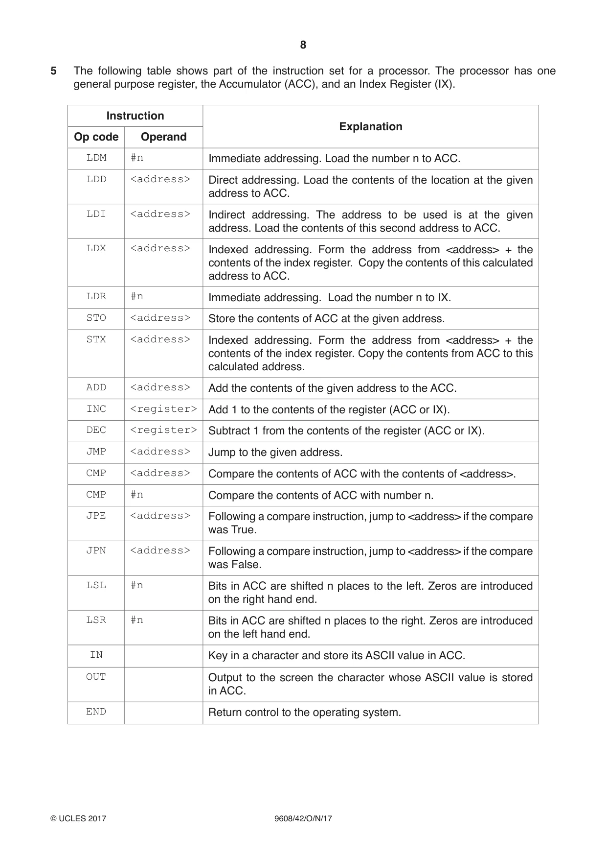 Cambridge A Level Computer Science 9608 2017 Oct/Nov Paper 4 · Variant 2 question paper, page 8 of 16