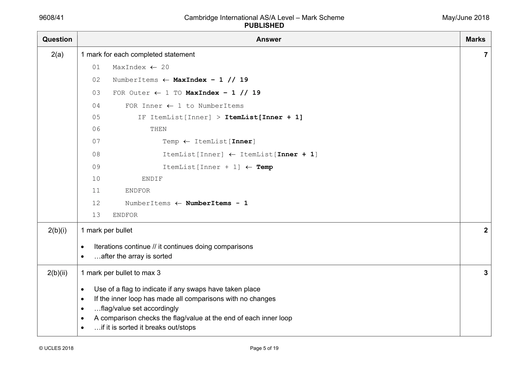 Mark scheme, page 5 of 19