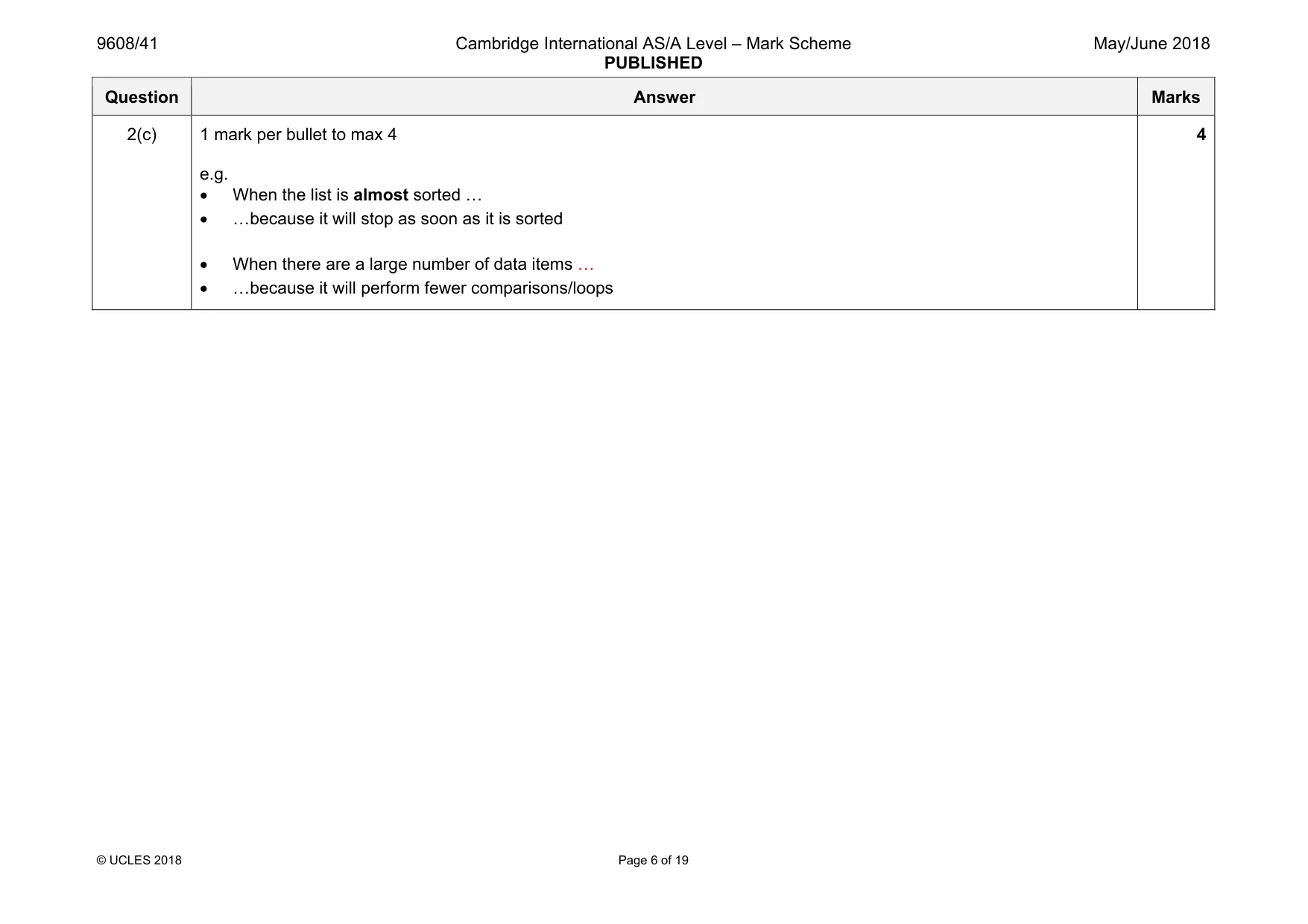 Mark scheme, page 6 of 19
