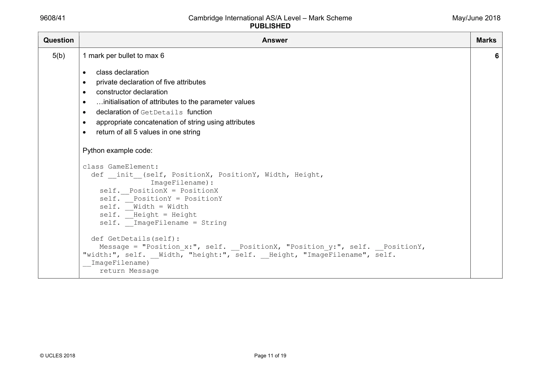 Mark scheme, page 11 of 19