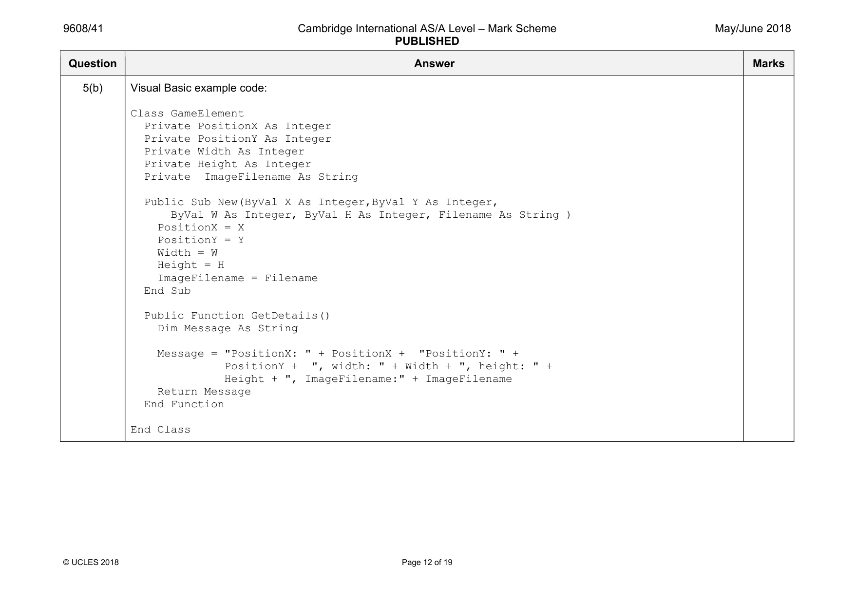 Mark scheme, page 12 of 19