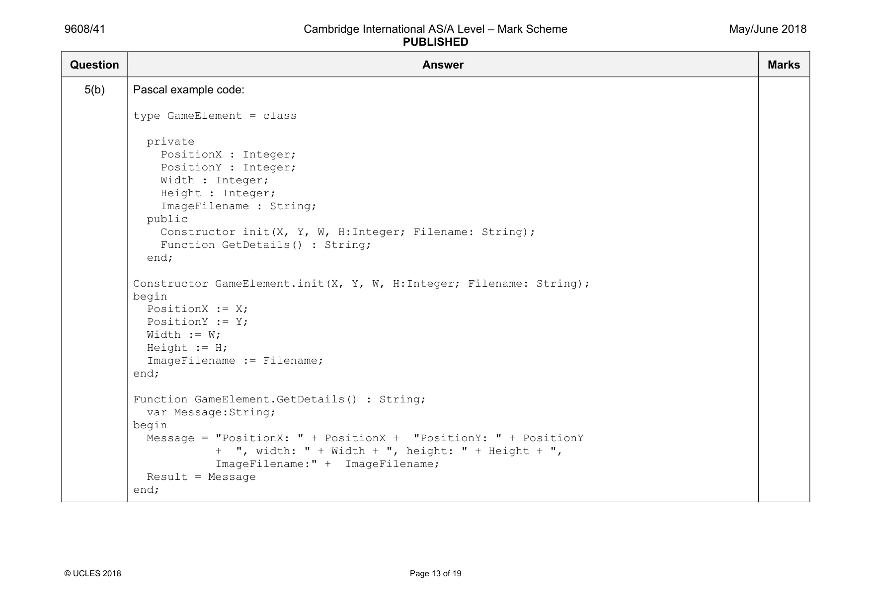 Mark scheme, page 13 of 19