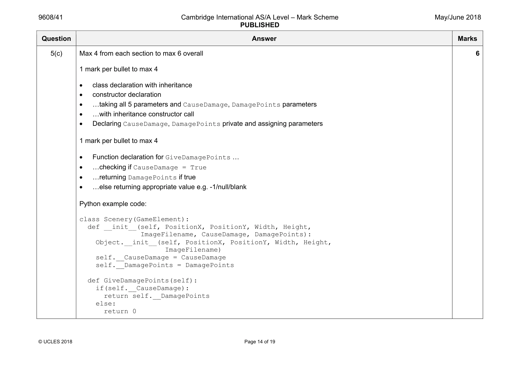 Mark scheme, page 14 of 19