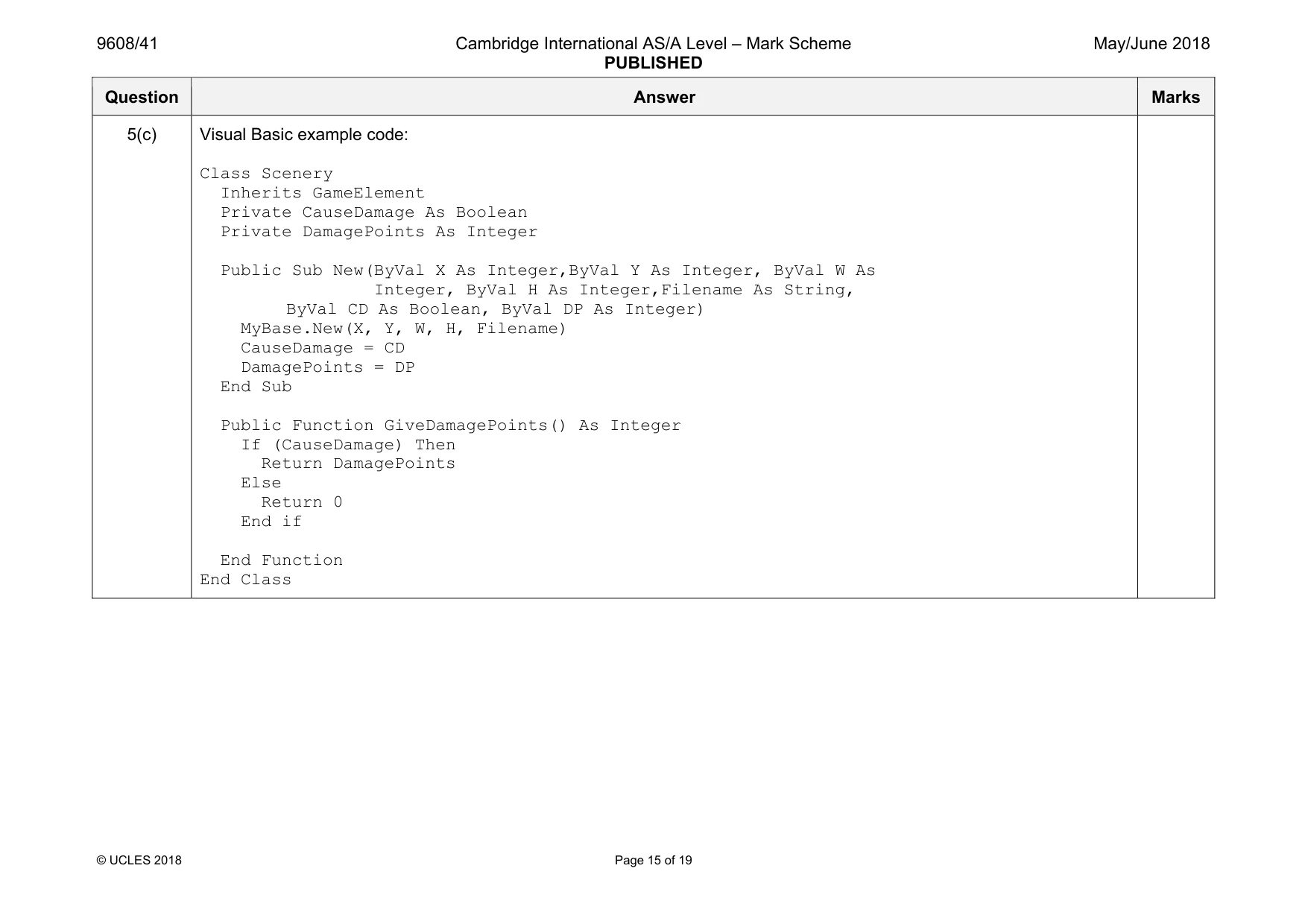 Mark scheme, page 15 of 19
