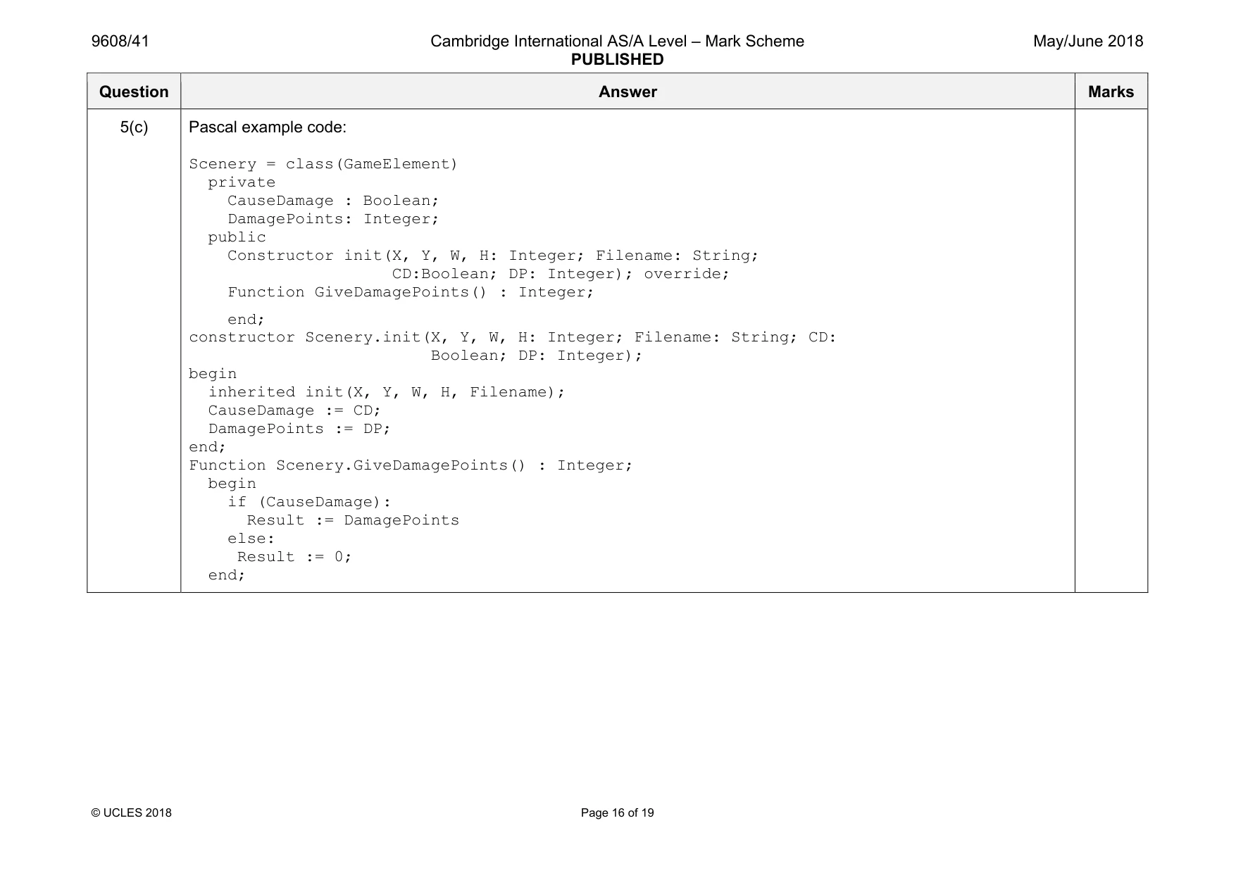 Mark scheme, page 16 of 19