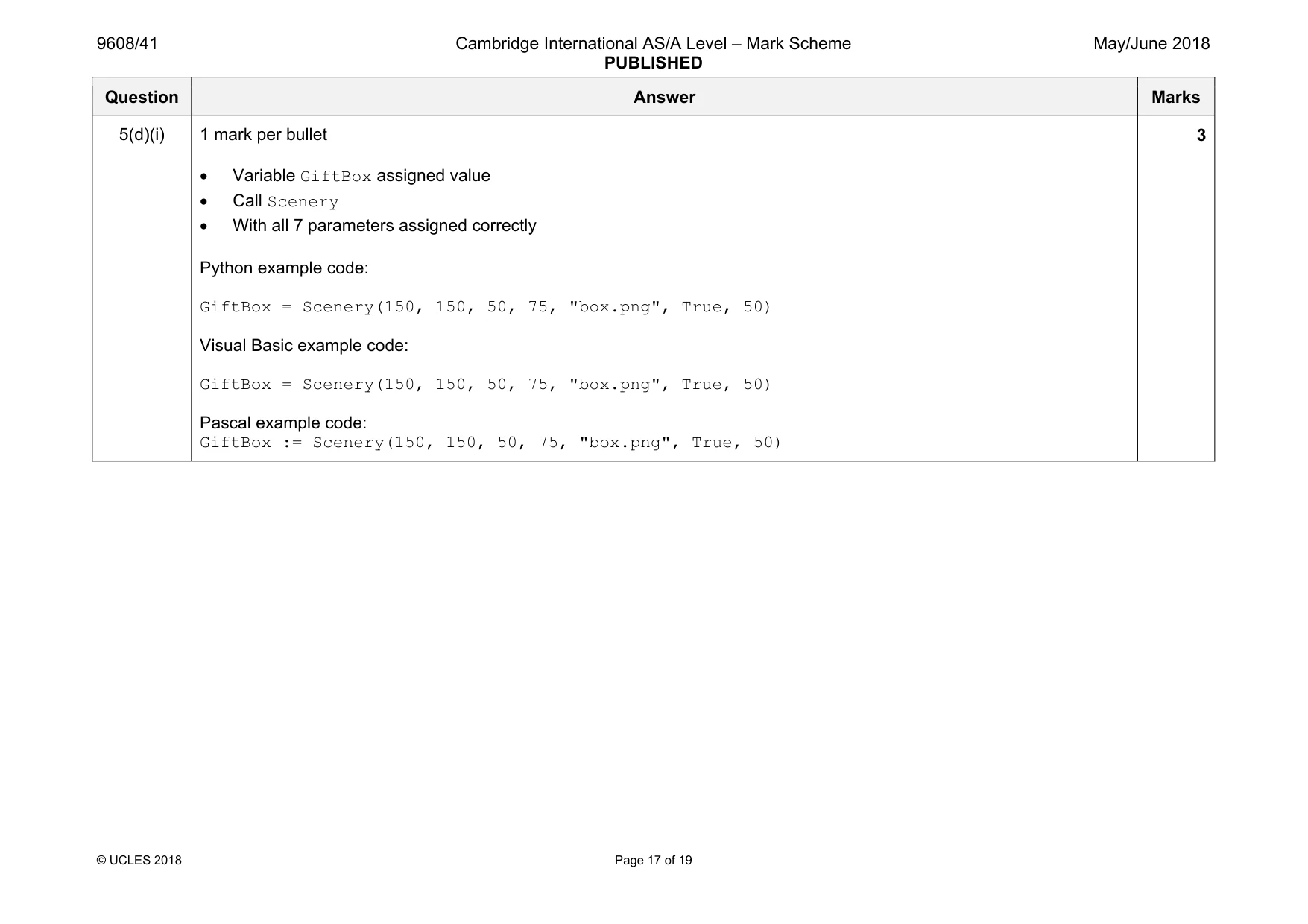 Mark scheme, page 17 of 19