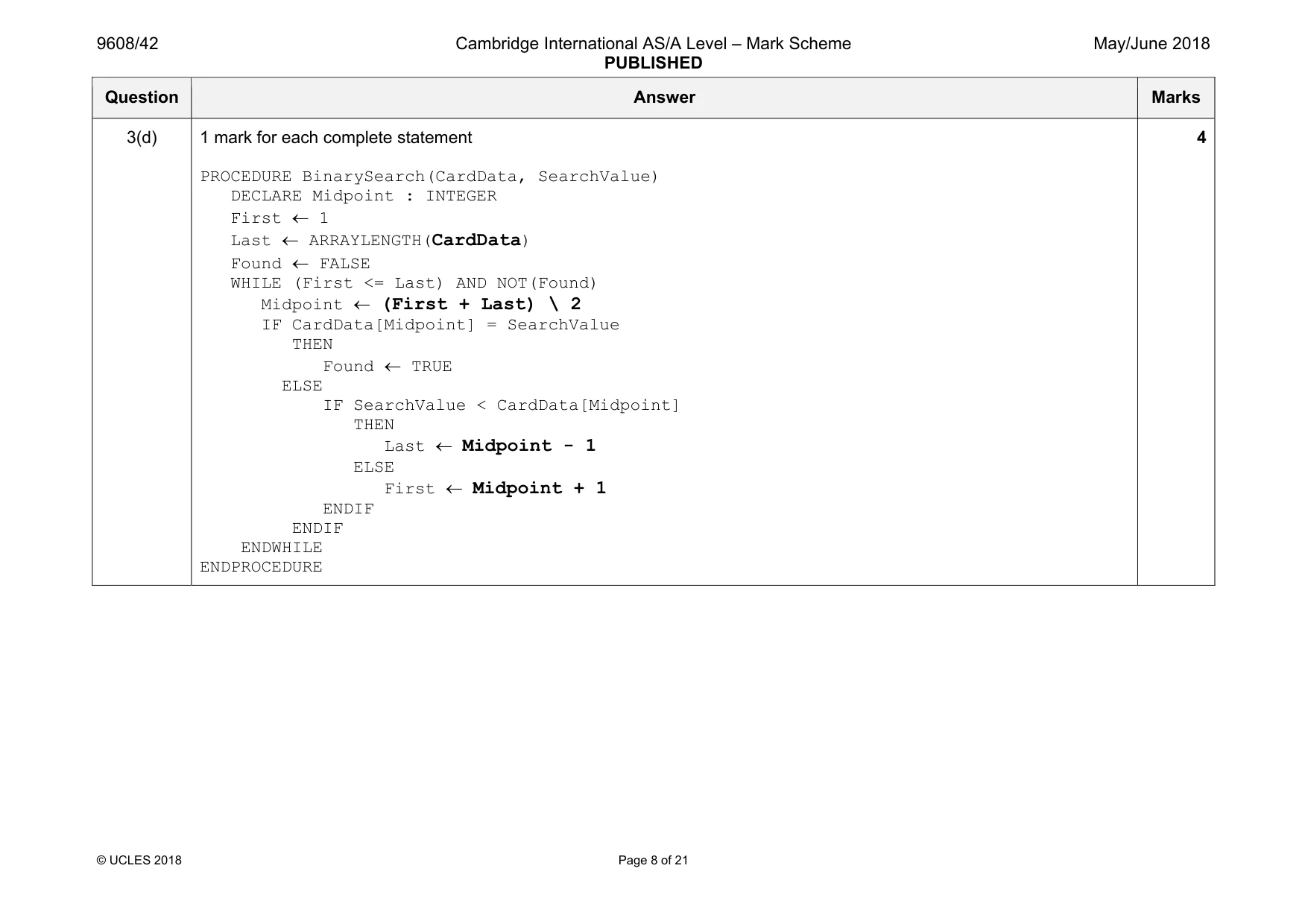 Mark scheme, page 8 of 21