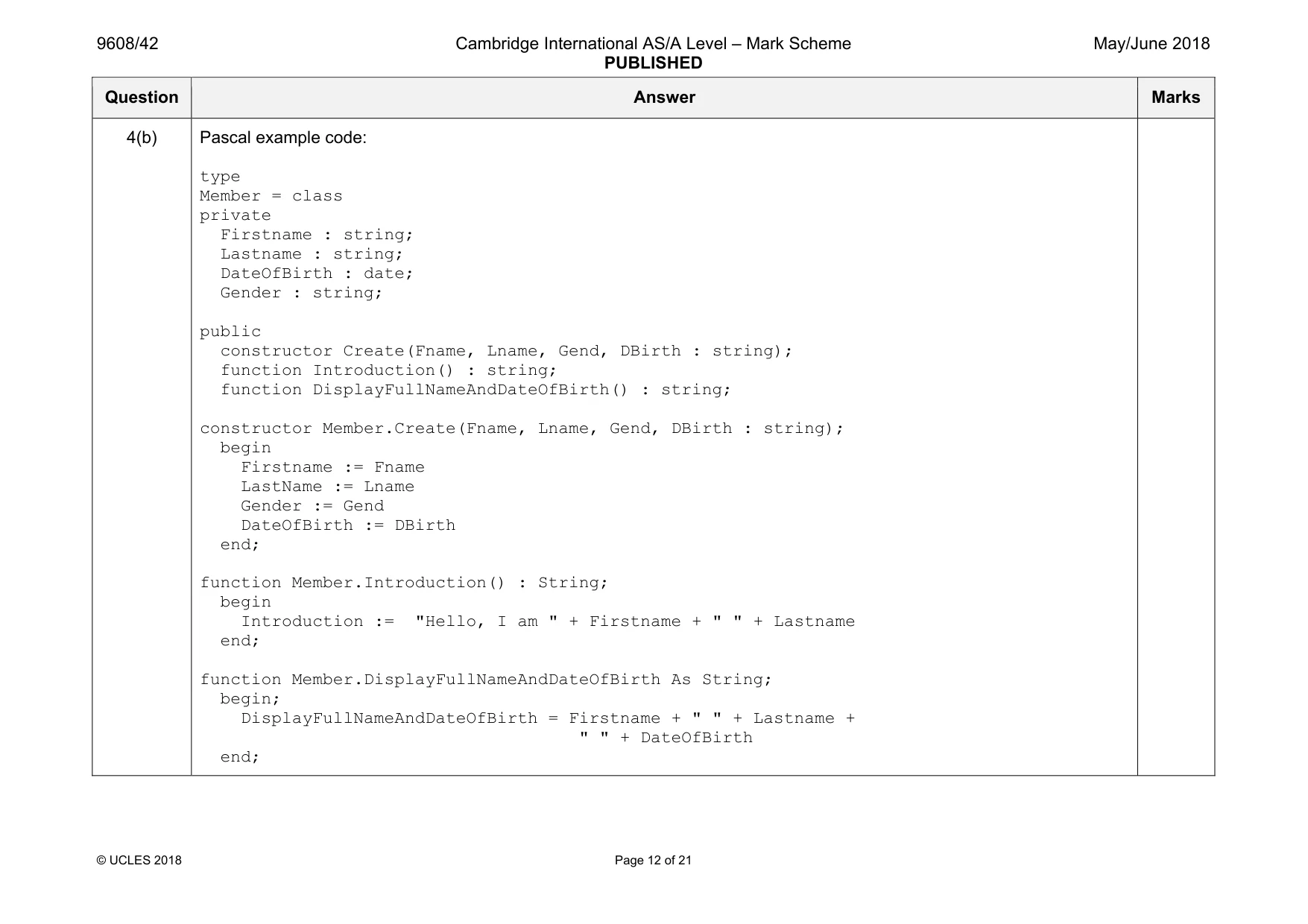 Mark scheme, page 12 of 21