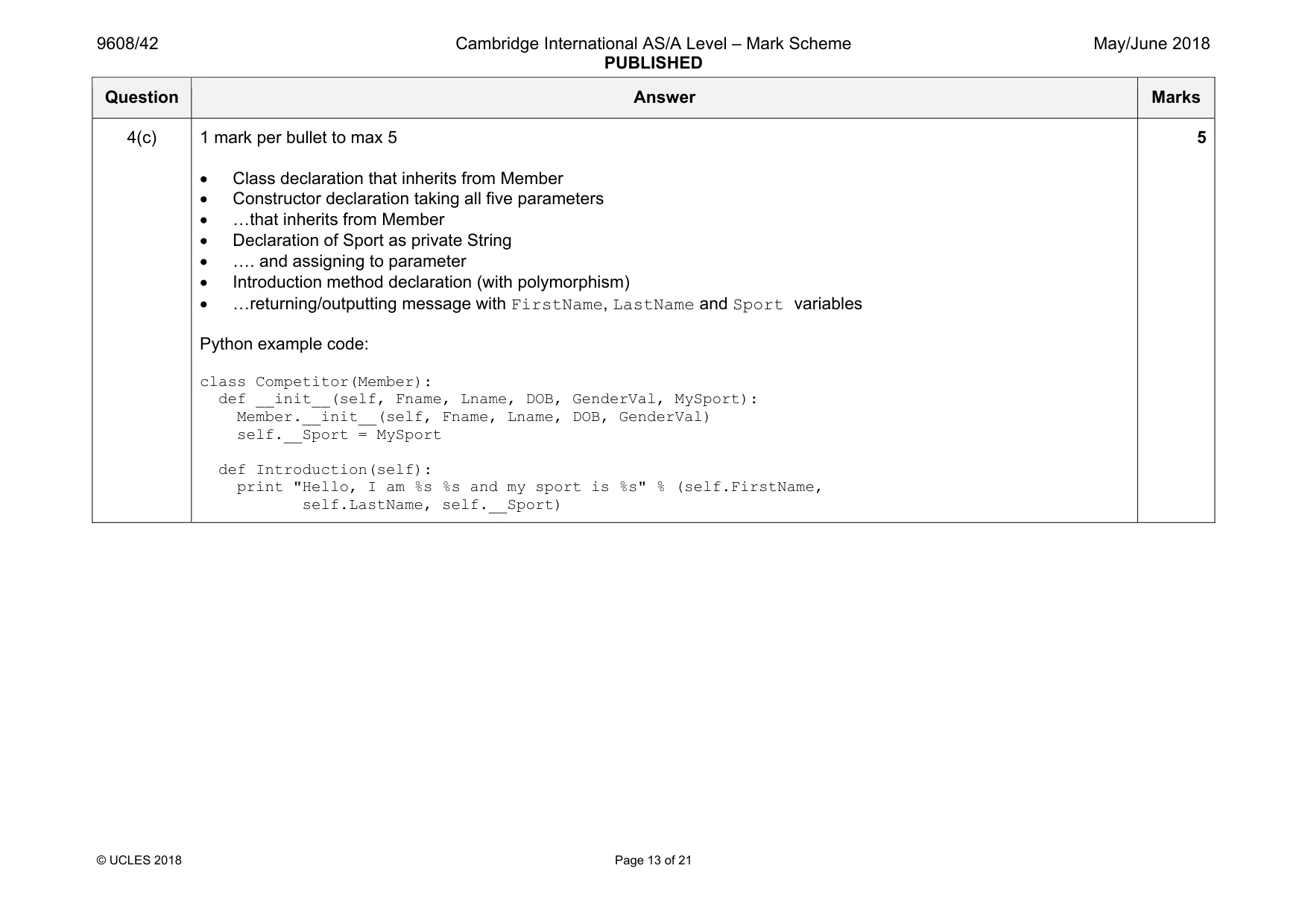 Mark scheme, page 13 of 21