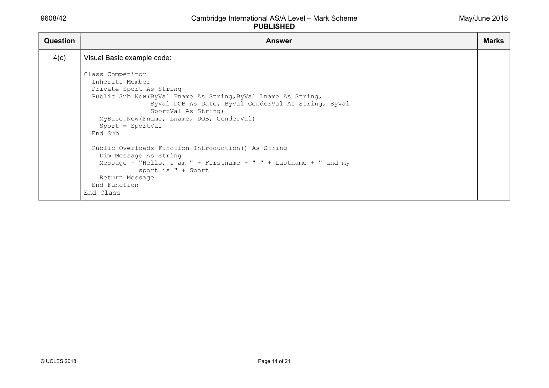 Mark scheme, page 14 of 21