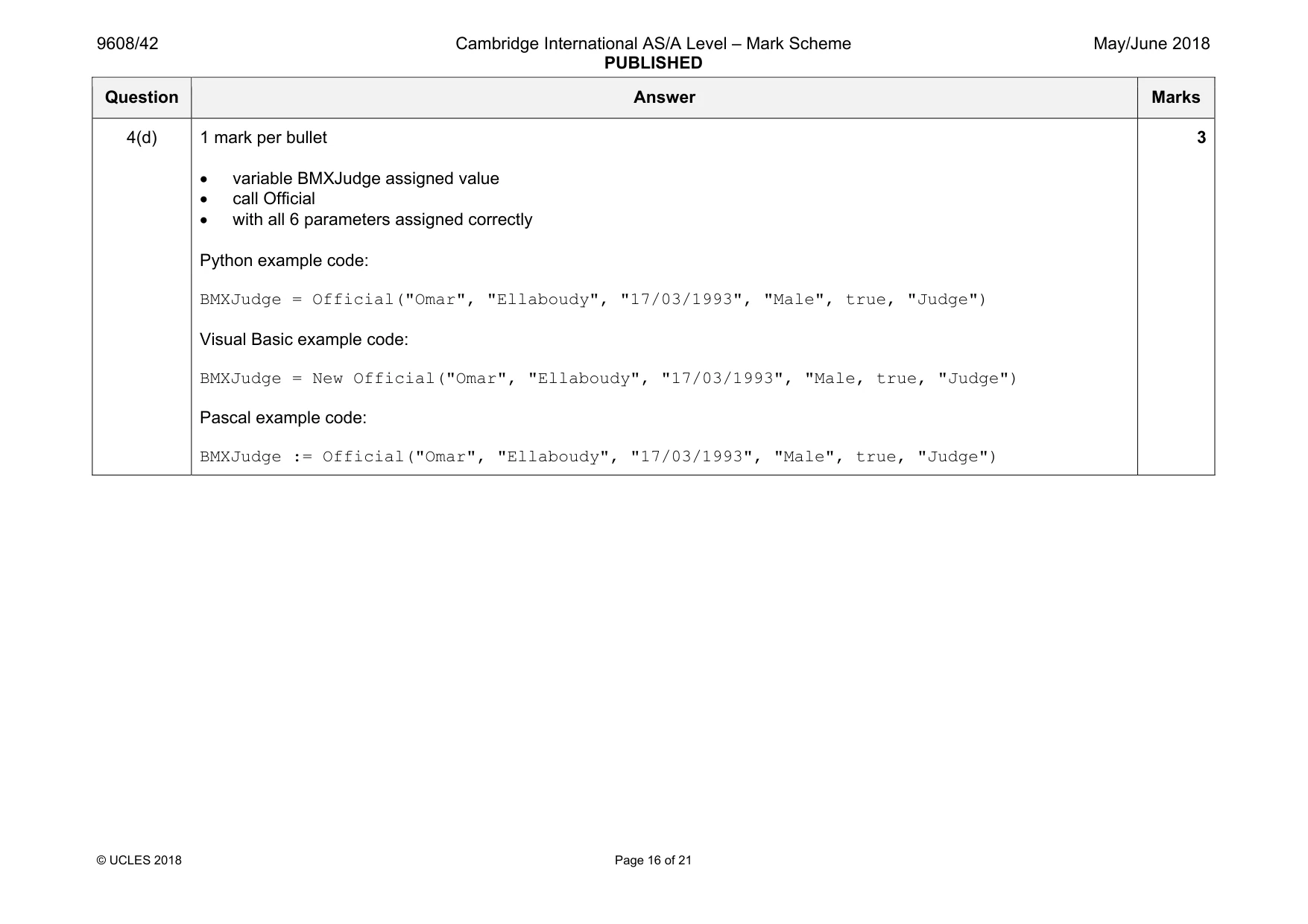 Mark scheme, page 16 of 21