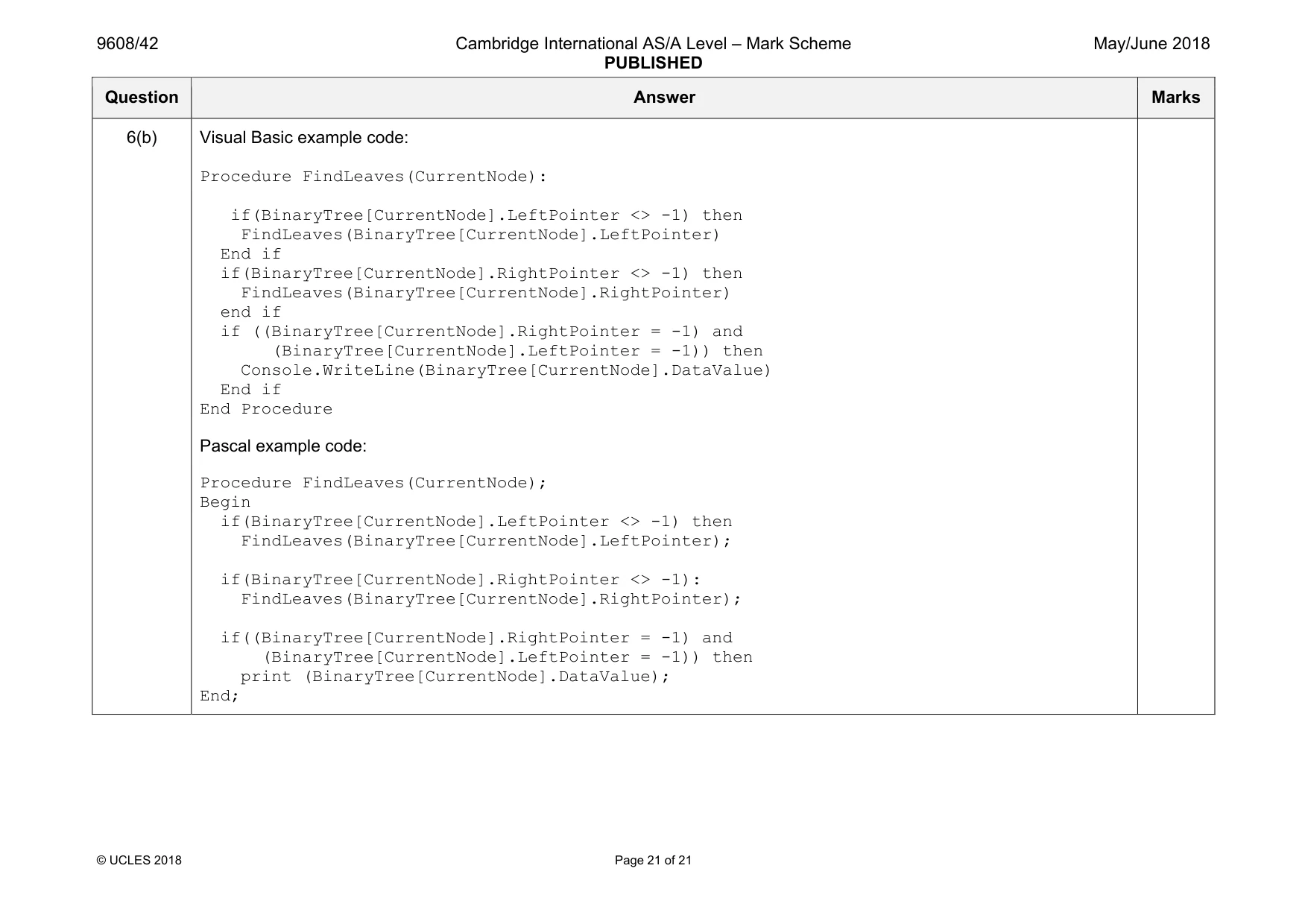 Mark scheme, page 21 of 21