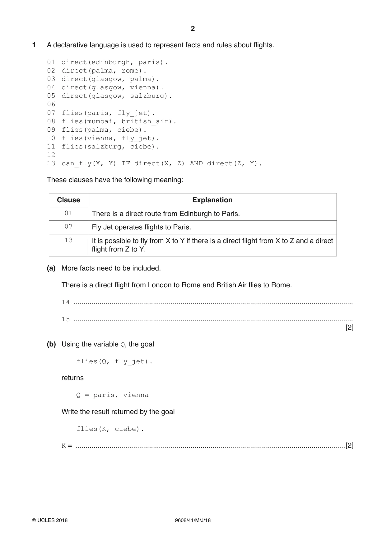 Cambridge A Level Computer Science 9608 2018 May/June Paper 4 · Variant 1 question paper, page 2 of 20