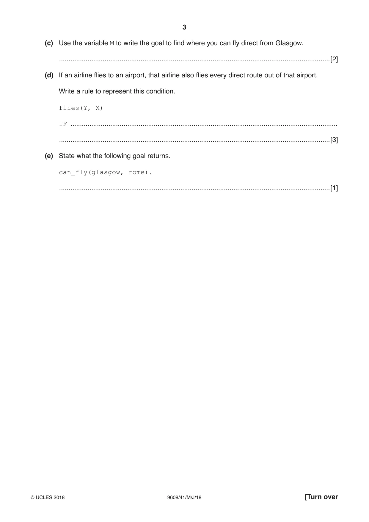 Cambridge A Level Computer Science 9608 2018 May/June Paper 4 · Variant 1 question paper, page 3 of 20