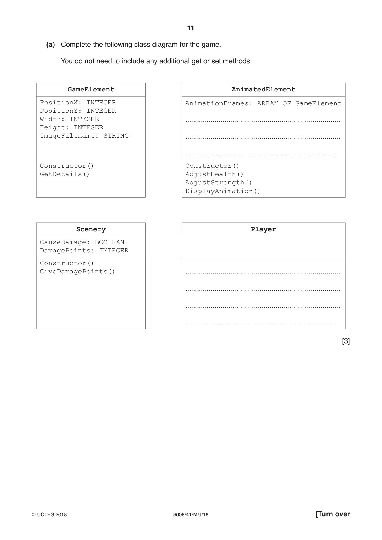 Cambridge A Level Computer Science 9608 2018 May/June Paper 4 · Variant 1 question paper, page 11 of 20