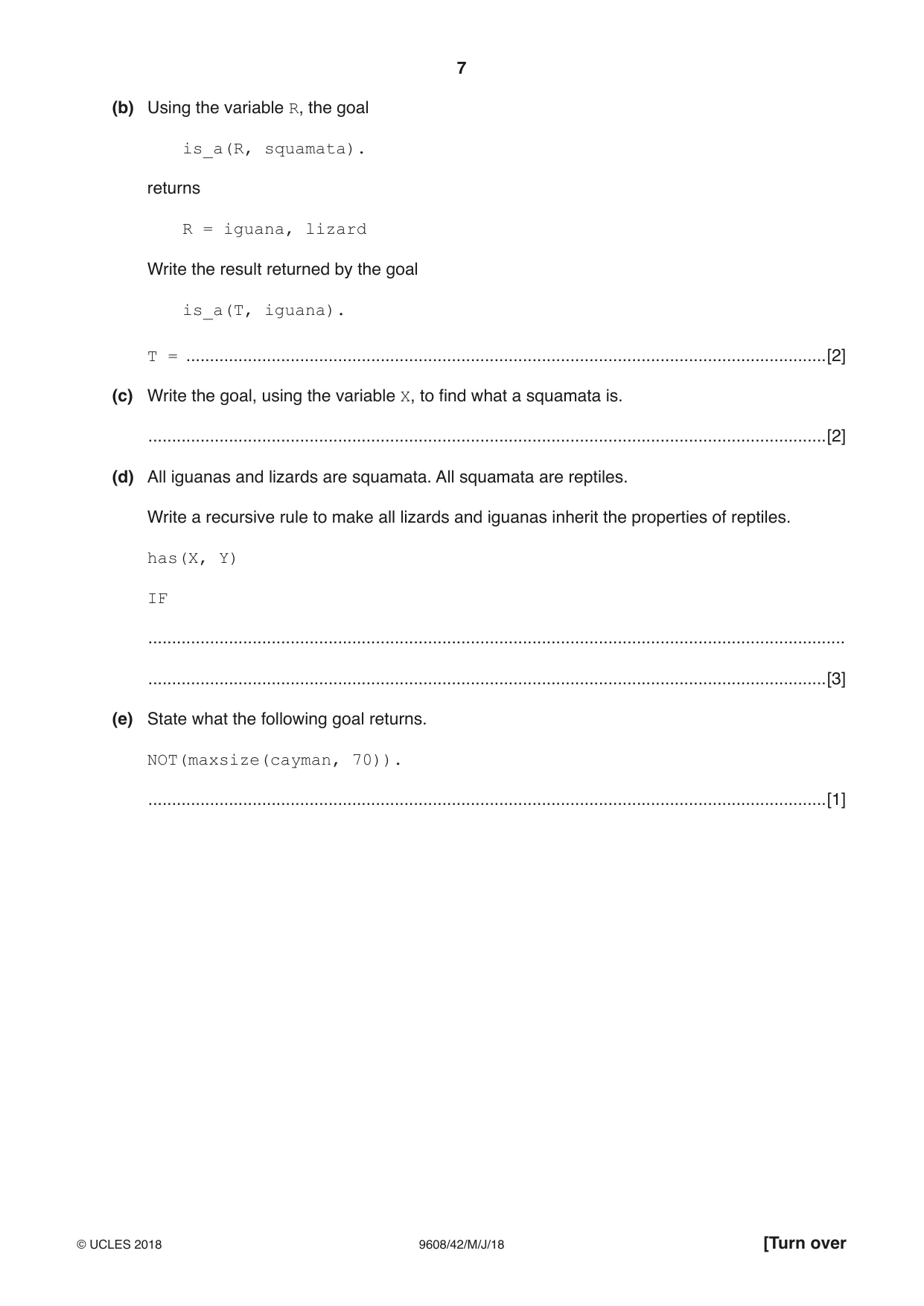 Cambridge A Level Computer Science 9608 2018 May/June Paper 4 · Variant 2 question paper, page 7 of 24