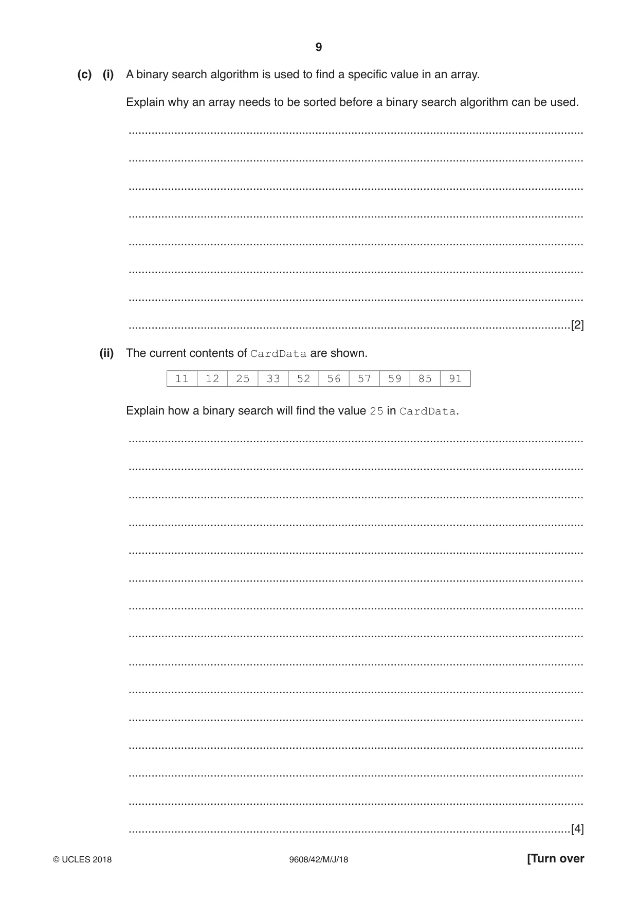 Cambridge A Level Computer Science 9608 2018 May/June Paper 4 · Variant 2 question paper, page 9 of 24