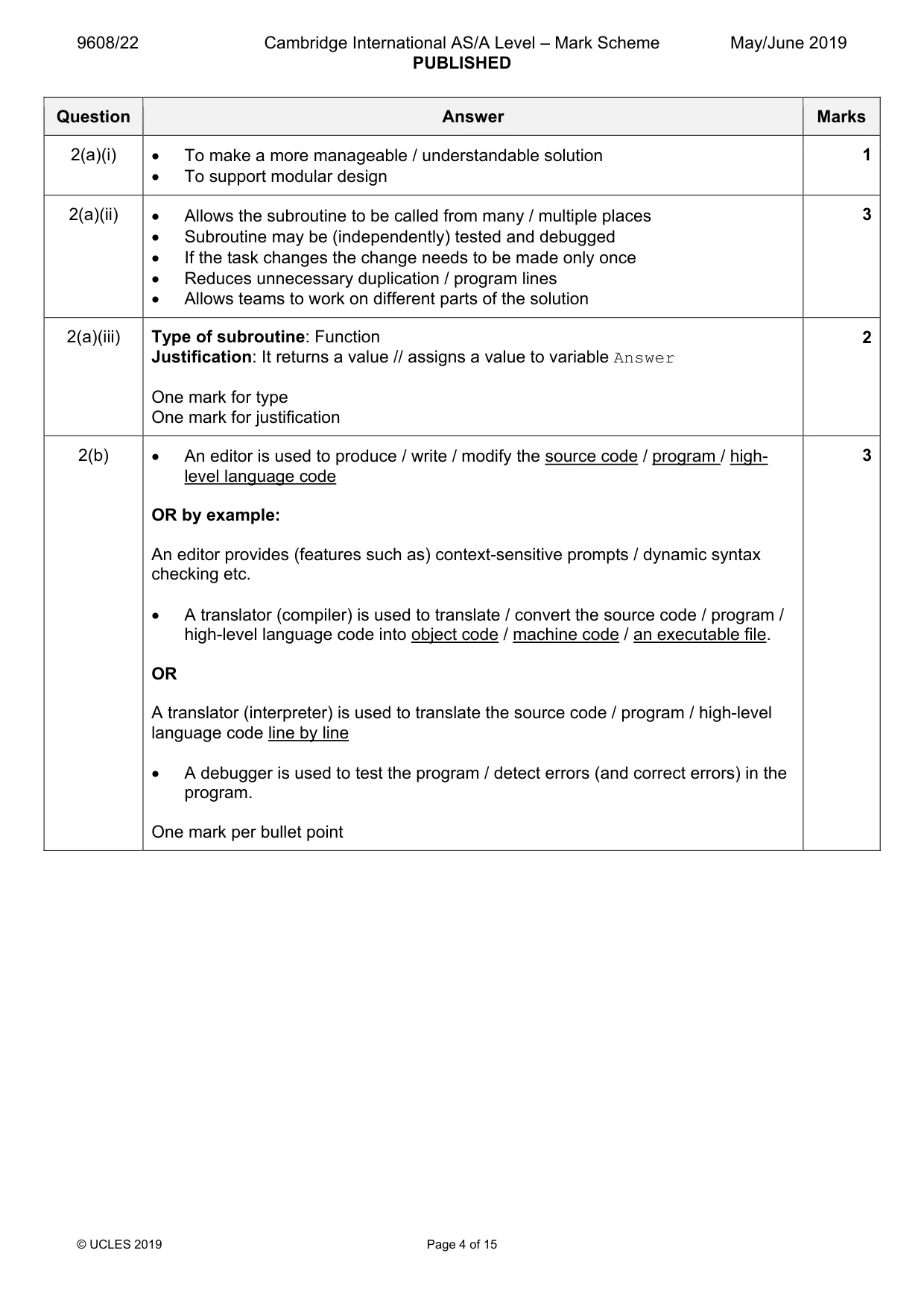 Mark scheme, page 4 of 15