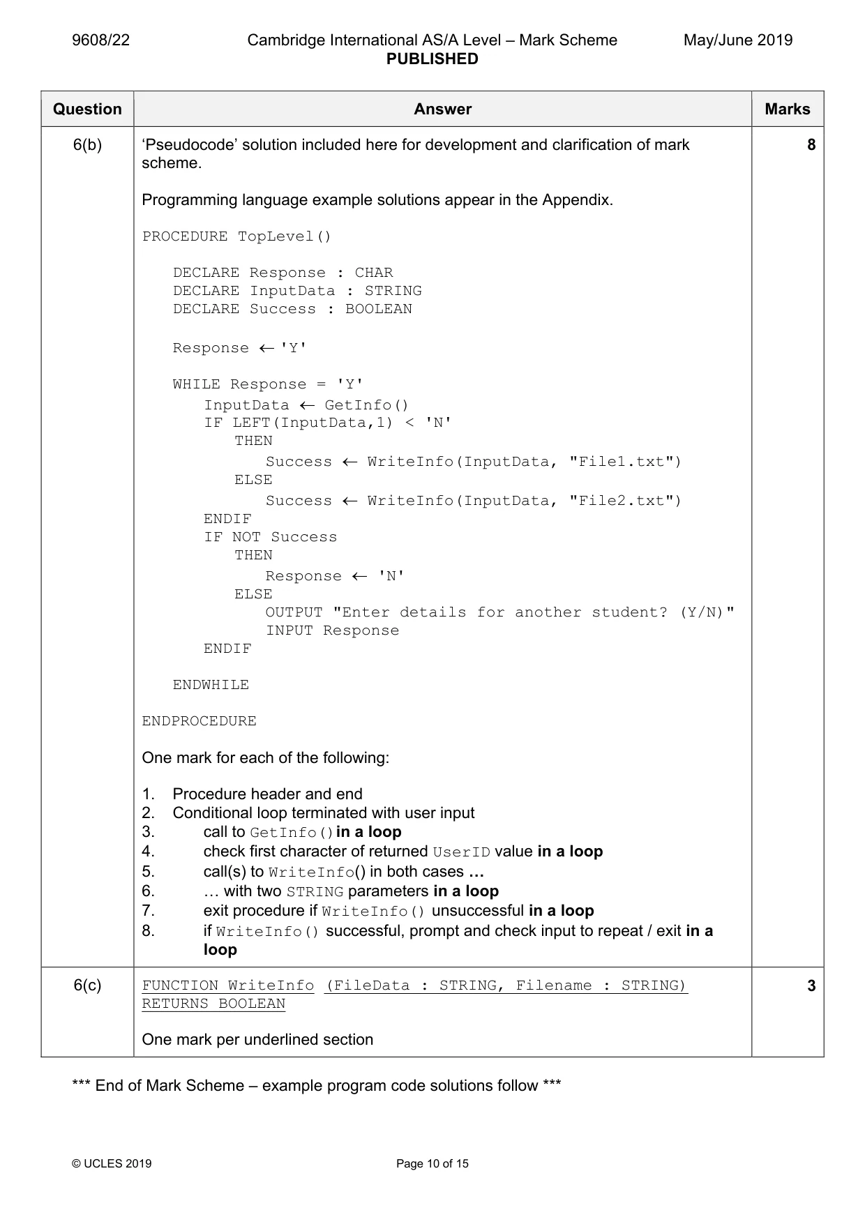 Mark scheme, page 10 of 15