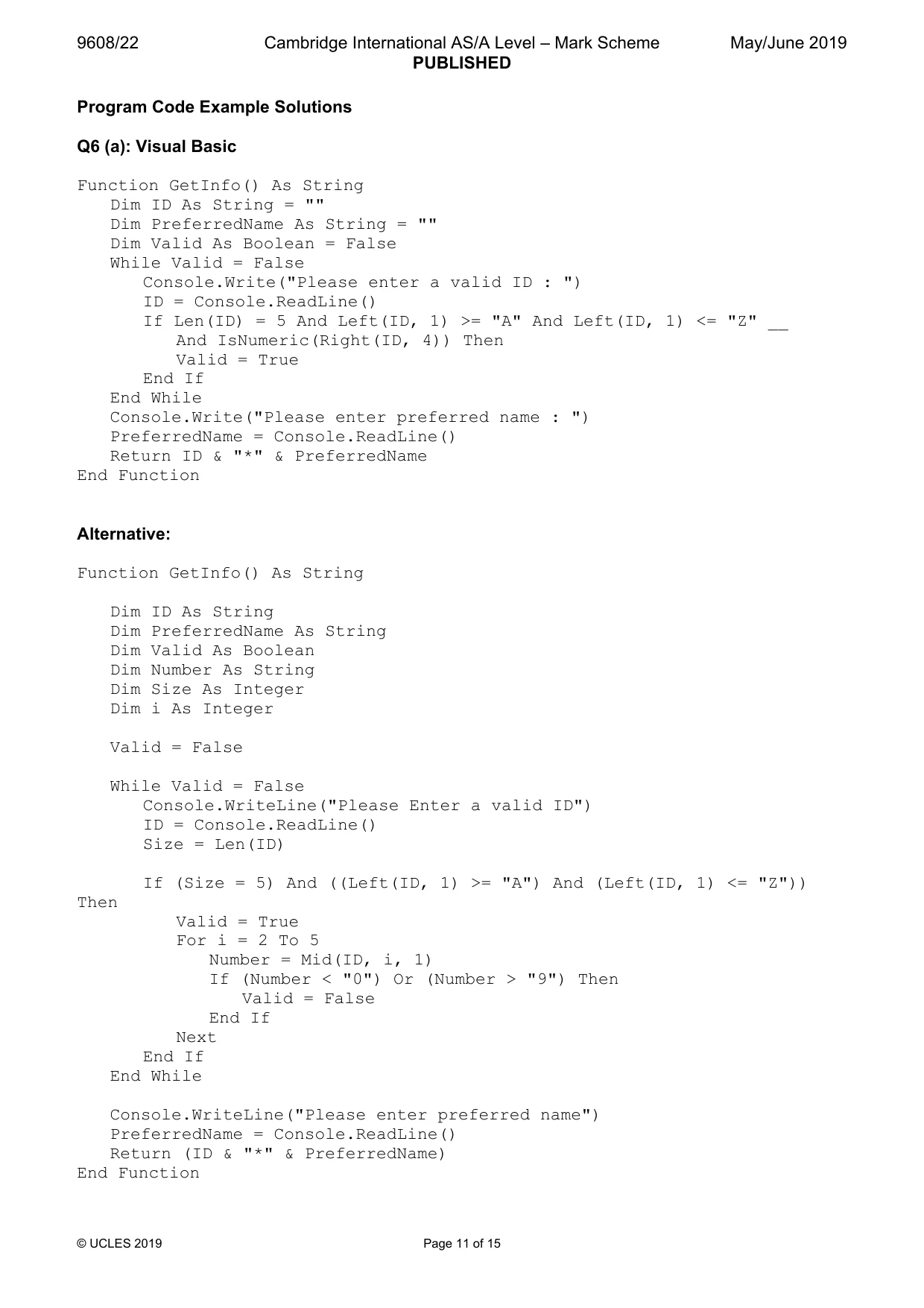 Mark scheme, page 11 of 15