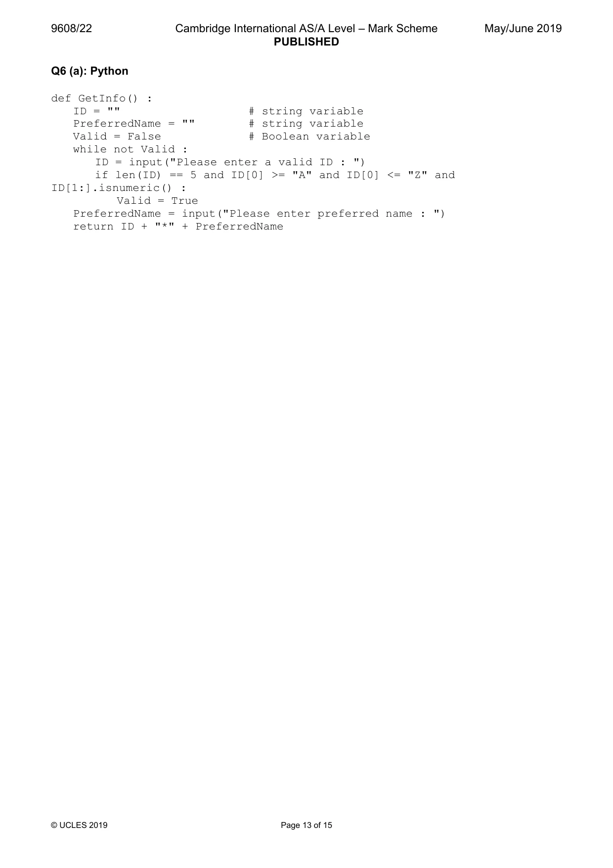 Mark scheme, page 13 of 15