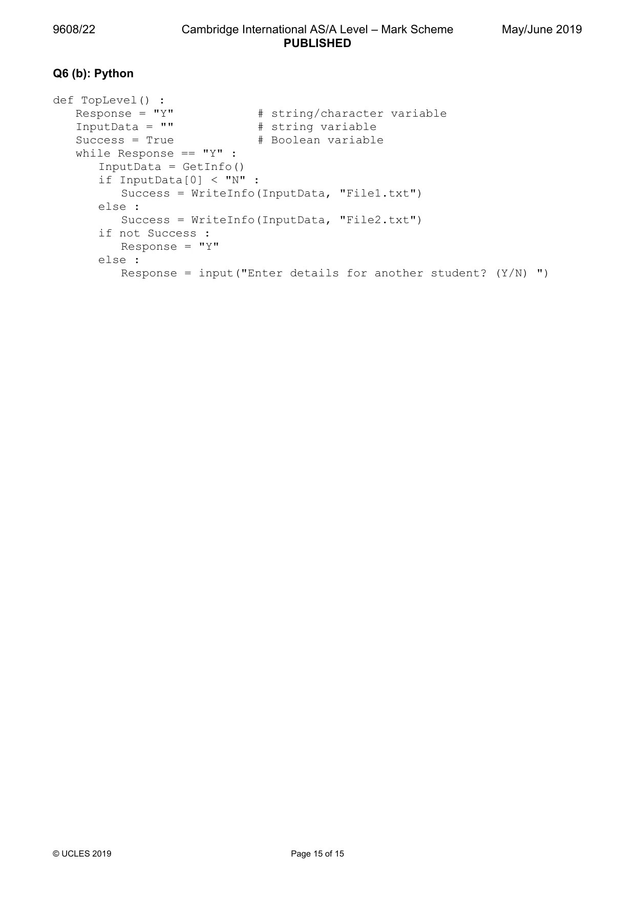 Mark scheme, page 15 of 15