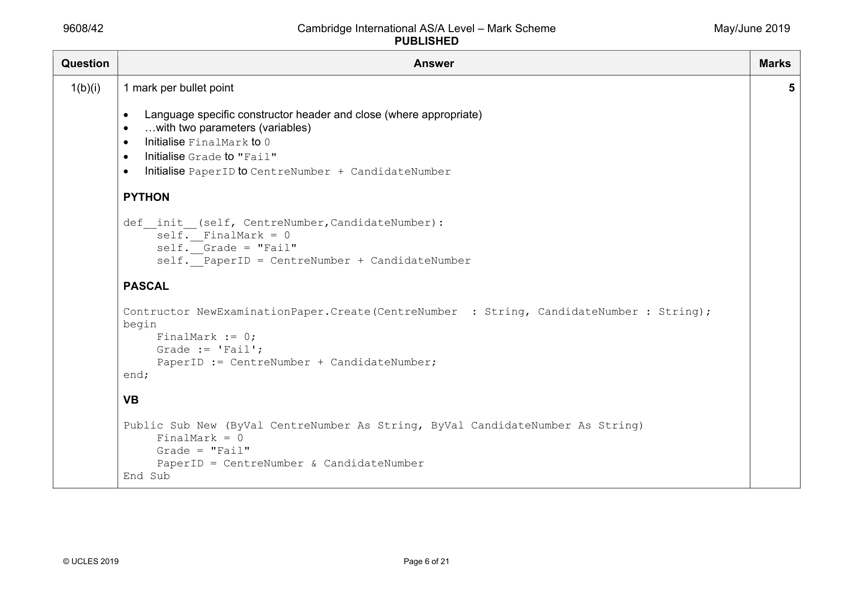 Mark scheme, page 6 of 21