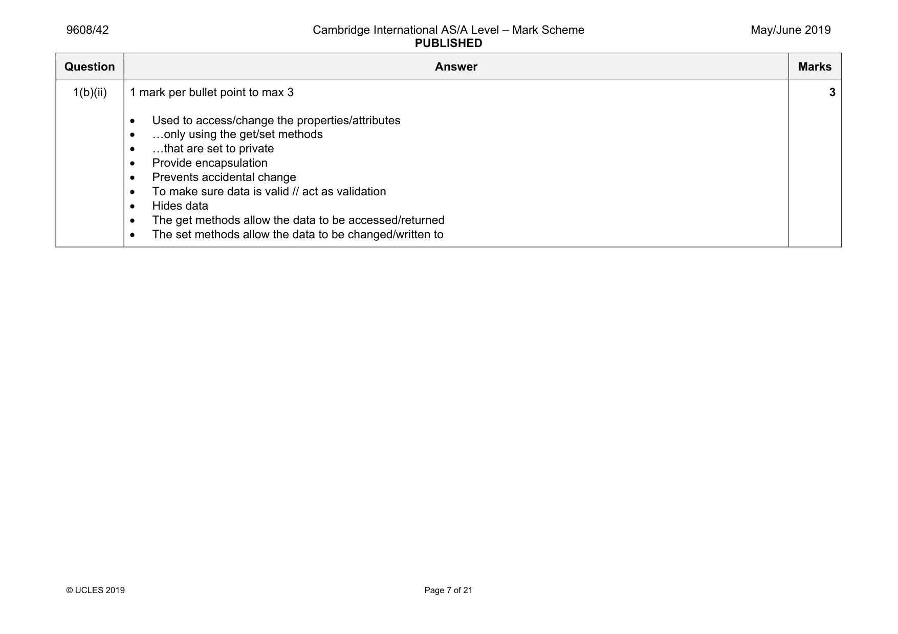 Mark scheme, page 7 of 21
