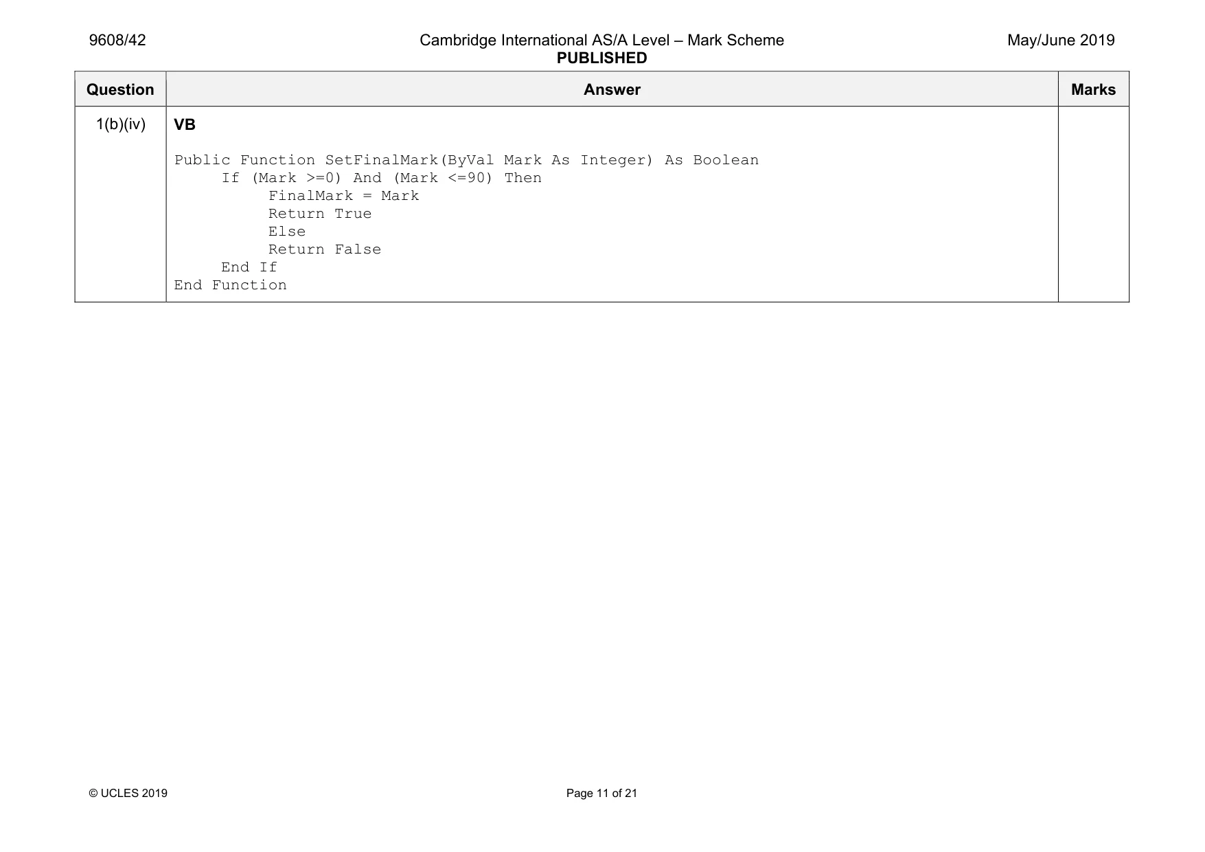 Mark scheme, page 11 of 21