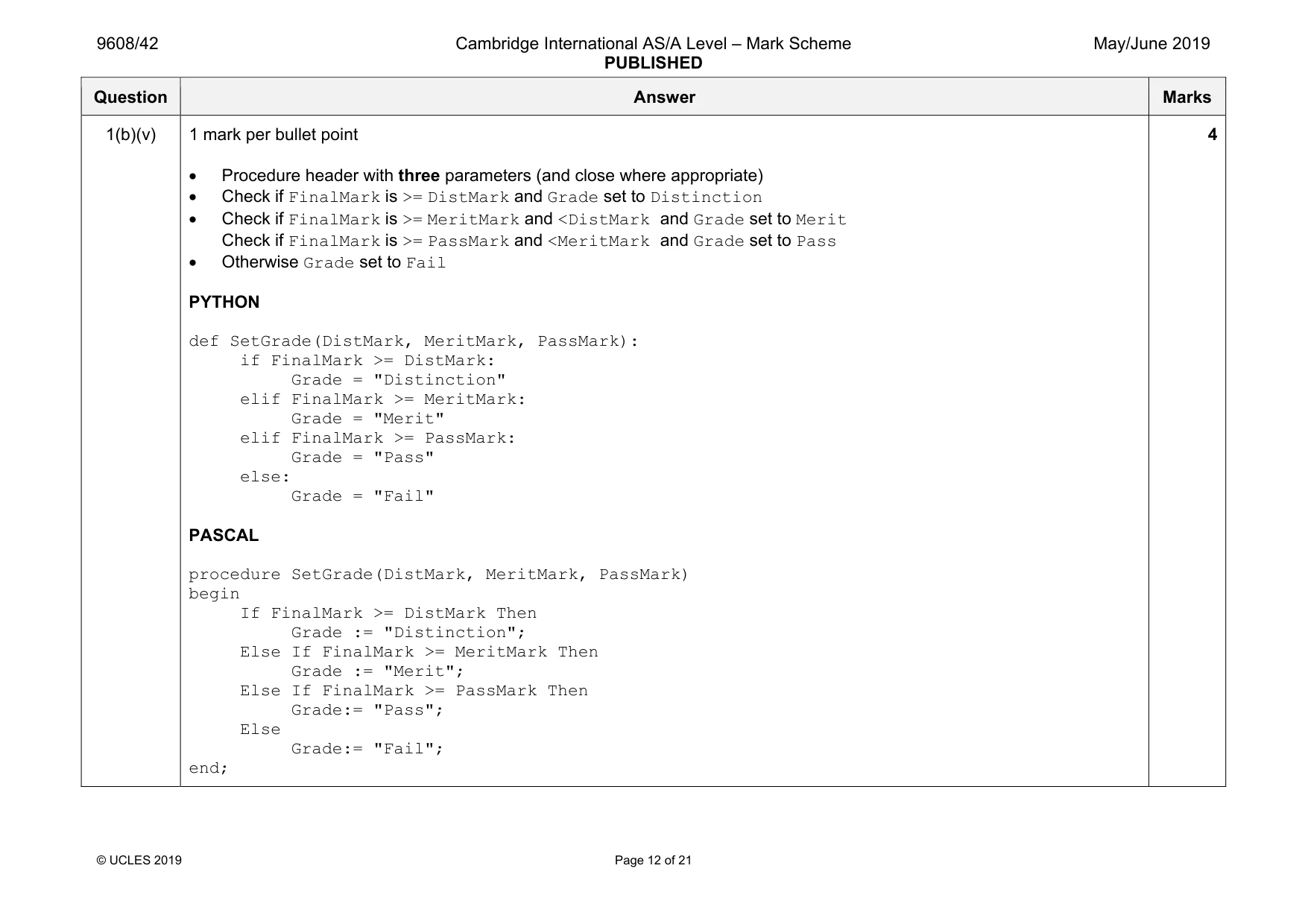 Mark scheme, page 12 of 21